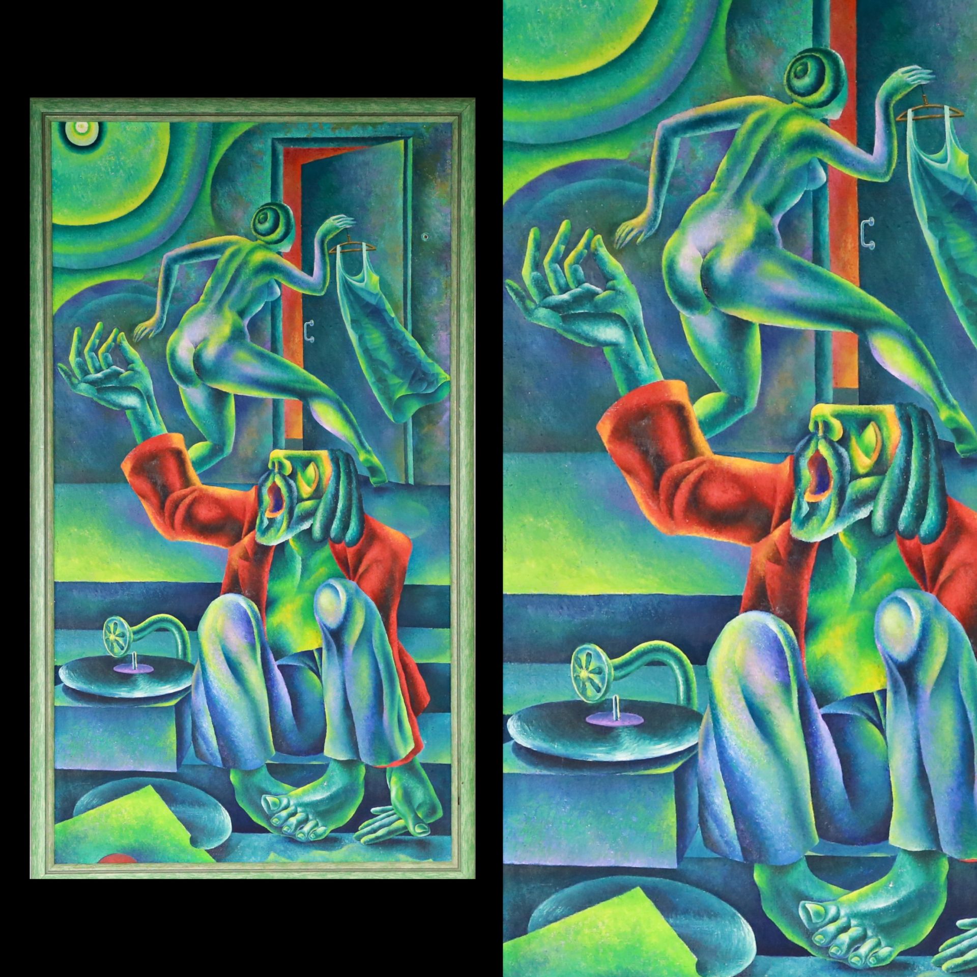 Alexander KOLOMENKOV (1948-2008) "Duet" 1975, oil on canvas, Russian Soviet painting of the 20th _.