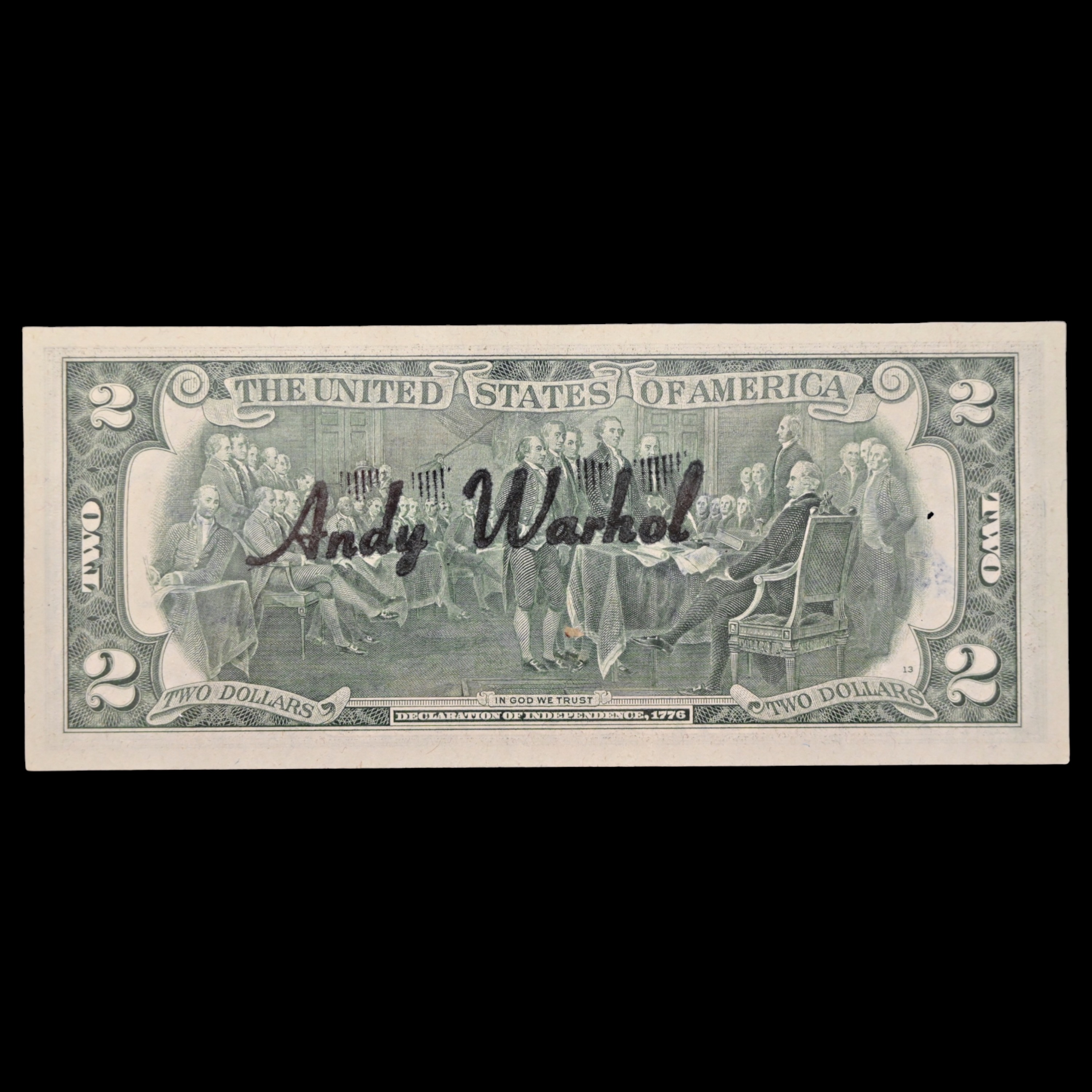 Autograph - Andy WARHOL (1928 - 1987), Signed 2-dollar banknote + certificate. - Image 4 of 5