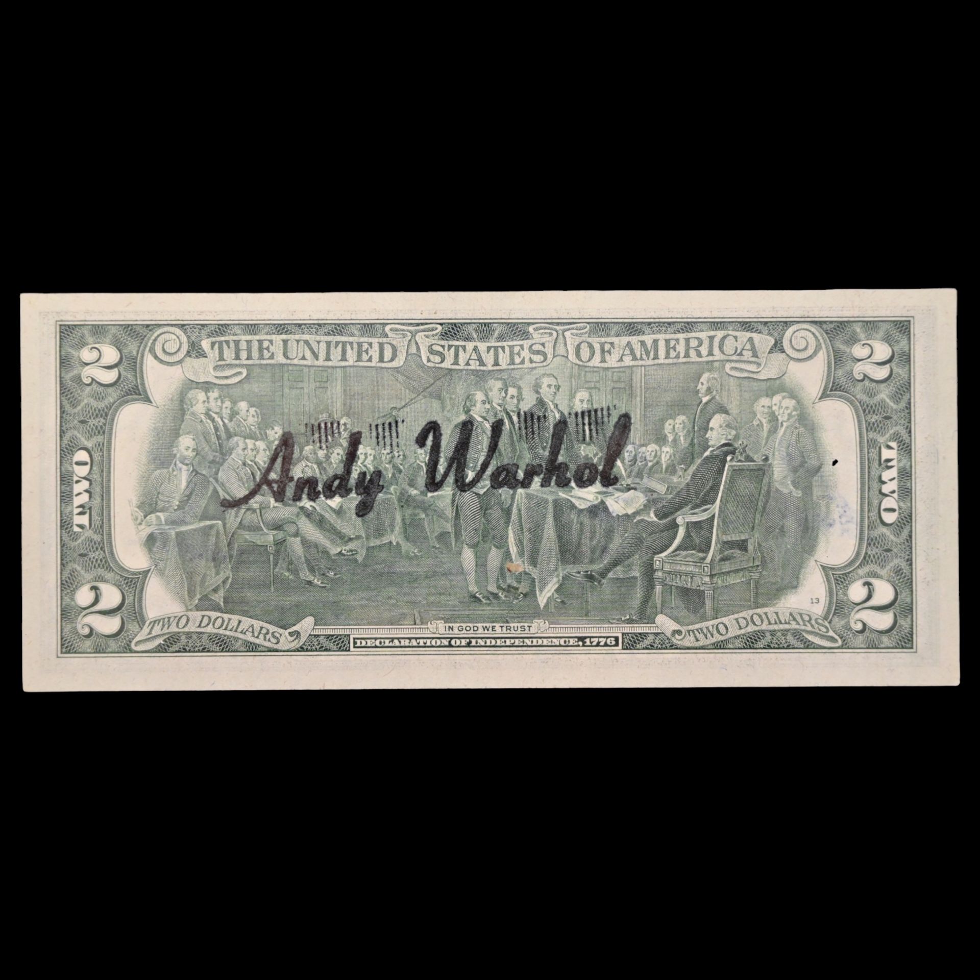 Autograph - Andy WARHOL (1928 - 1987), Signed 2-dollar banknote + certificate. - Bild 4 aus 5