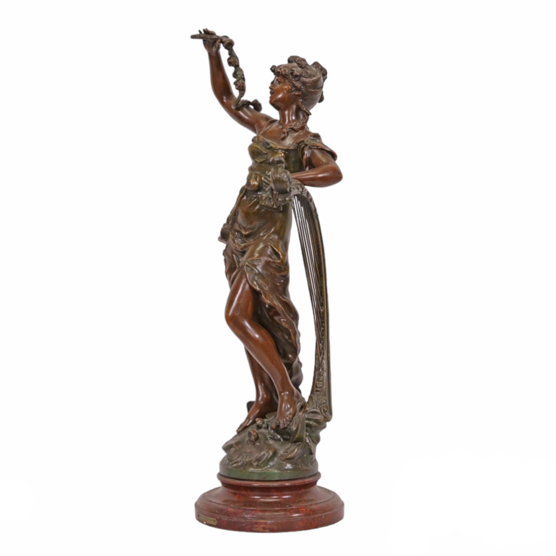 Mathurin MOREAU (1822-1912) "The Song of Twilight", Bronze sculpture on marble base, France 19th _. - Bild 3 aus 10