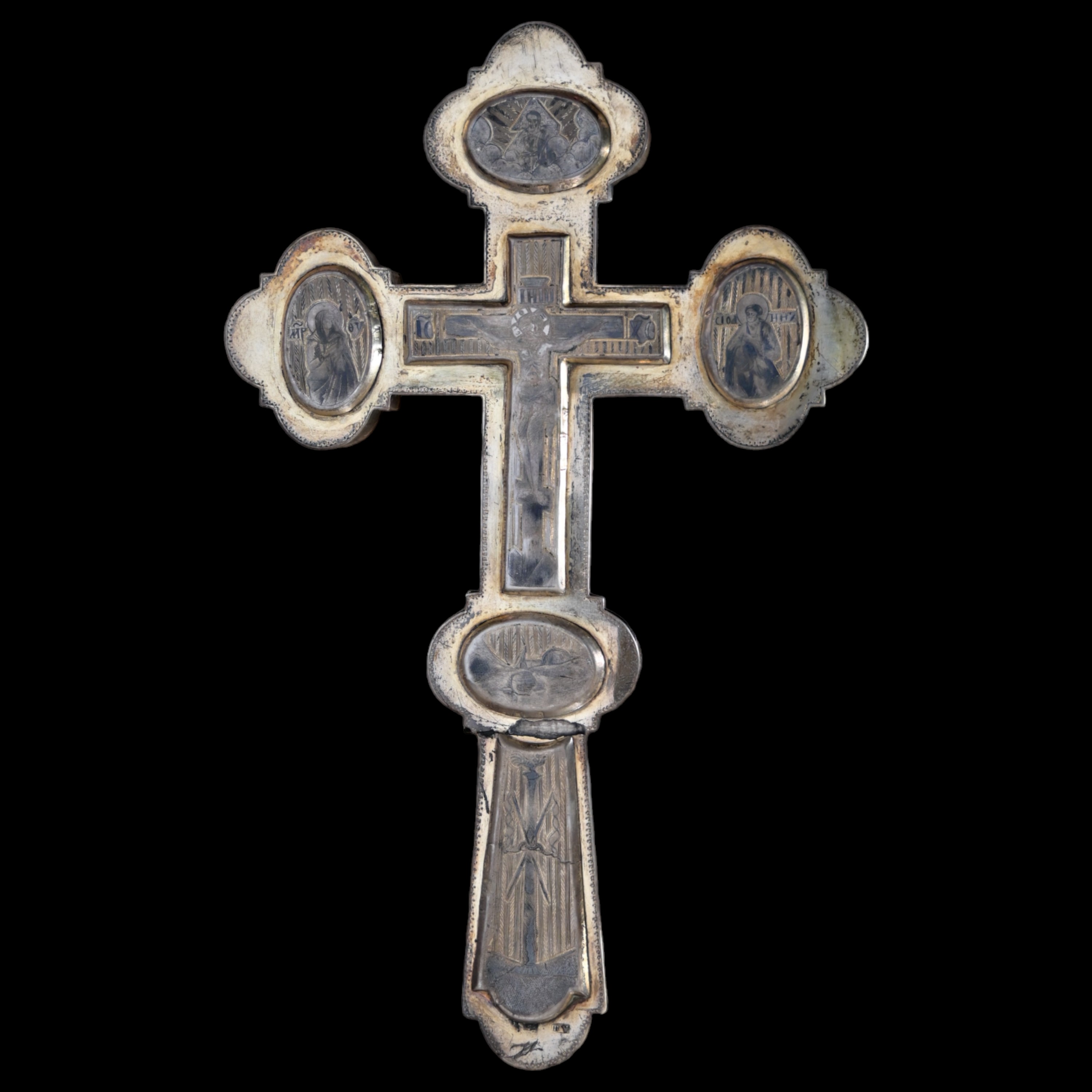 Very rare Russian reliquarium blessing cross, silver with niello, Moscow, Russian Empire, 1830-50. - Image 2 of 13