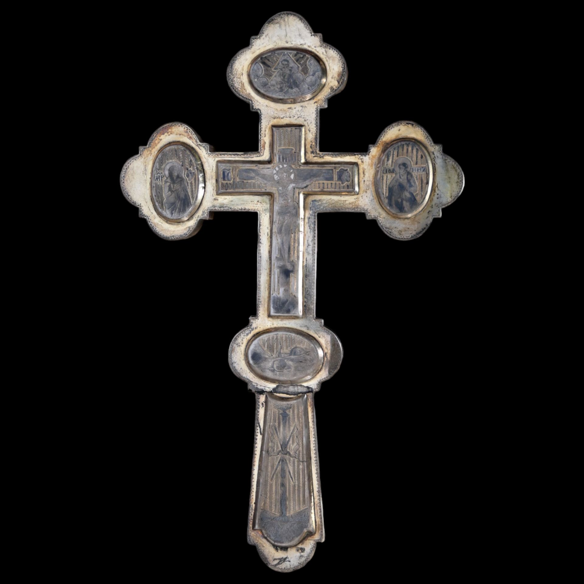 Very rare Russian reliquarium blessing cross, silver with niello, Moscow, Russian Empire, 1830-50. - Bild 2 aus 13