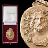 _Ernst Fuchs (1930 Ð 2015) "Jesus Pantokrator" Jewelry Gold medallion, original case, 20th C.