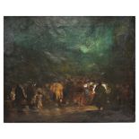 "Meeting of nocturnal characters", oil on canvas, without signature, French painting of the 19th C.