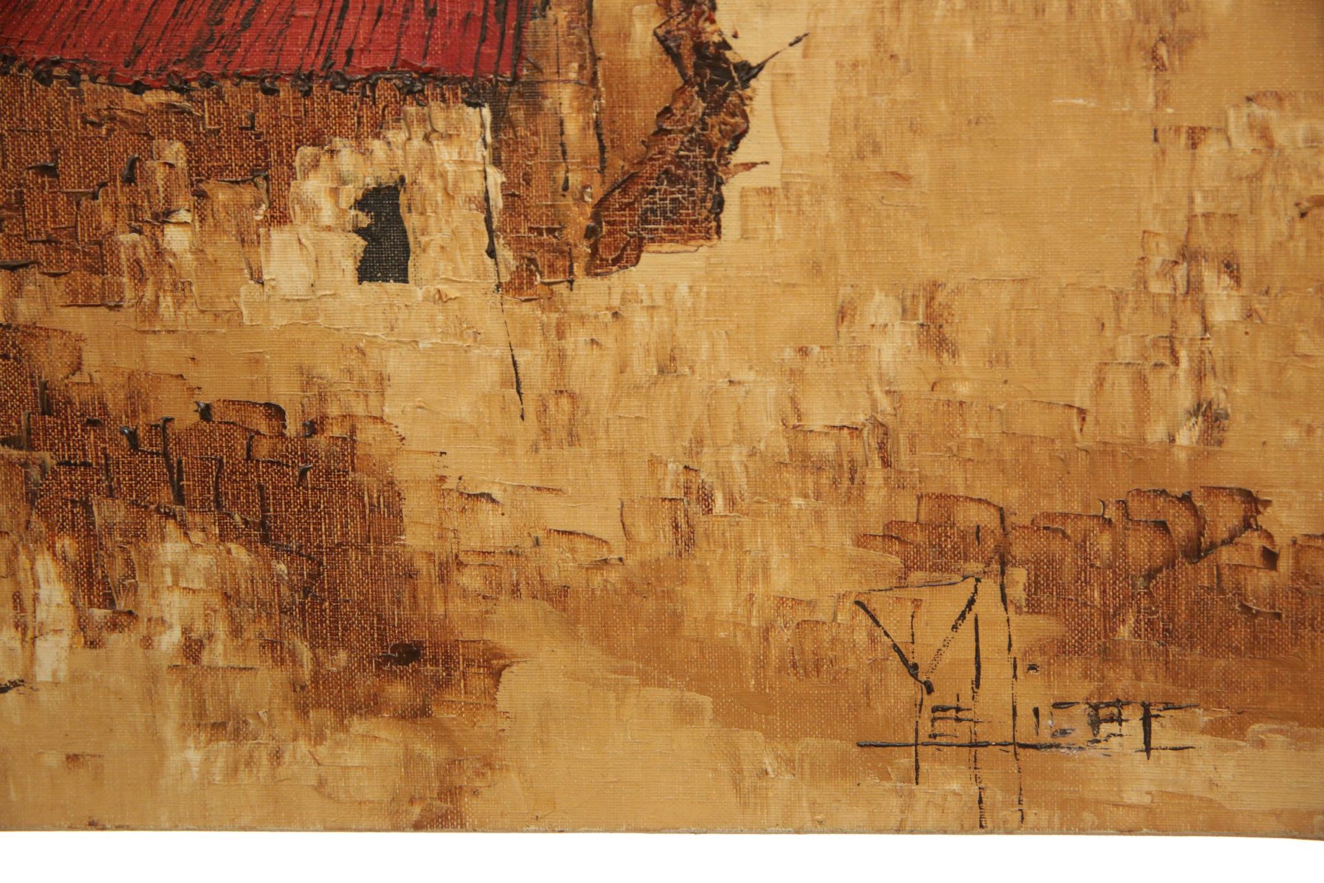 "The roofs of Saint Jeannet 80" oil on canvas, illegible signature, French painting of the 20th _. - Image 4 of 4