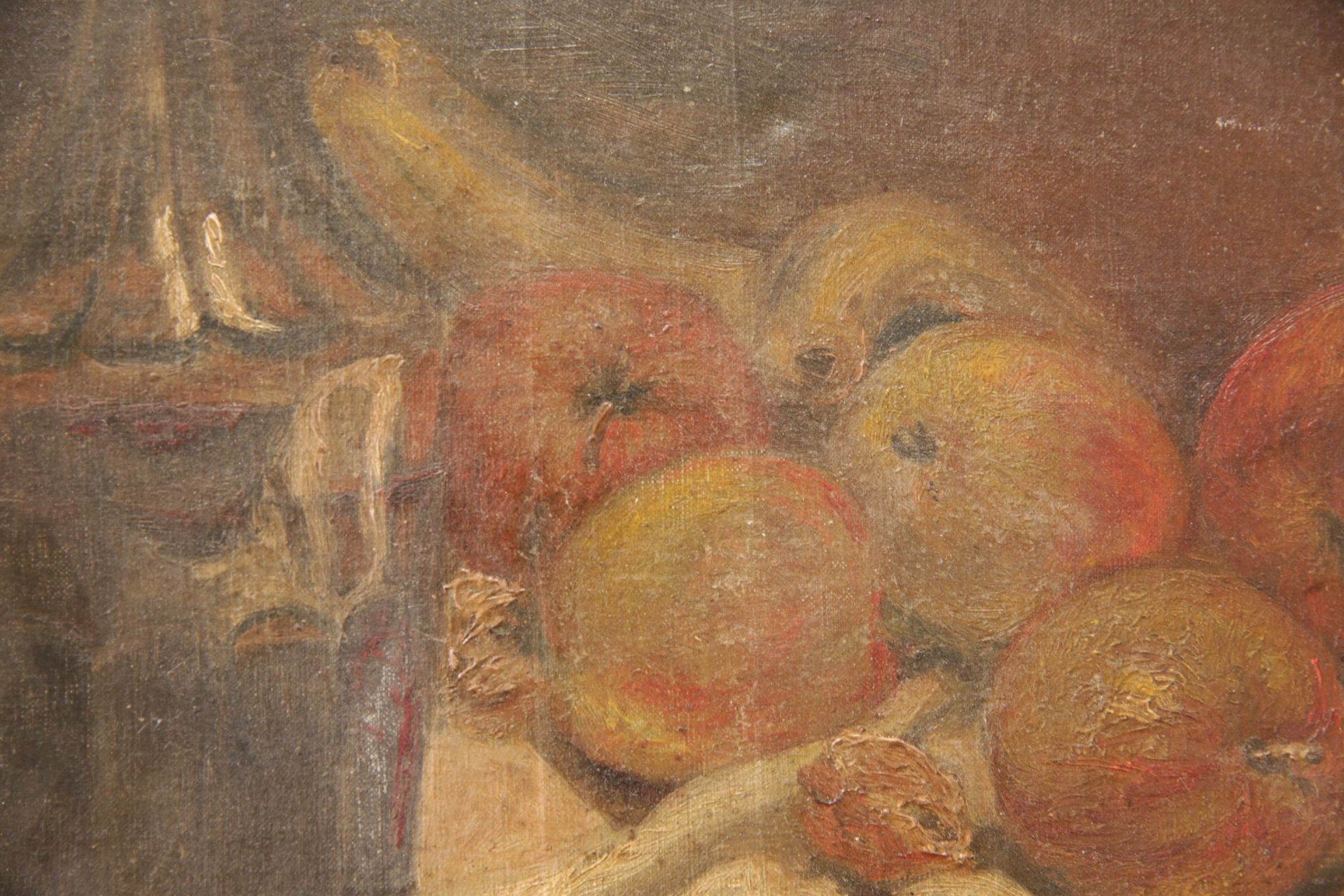 Still-life with apples and wine, oil on canvas French painting, late 19th early 20th century. - Image 4 of 4