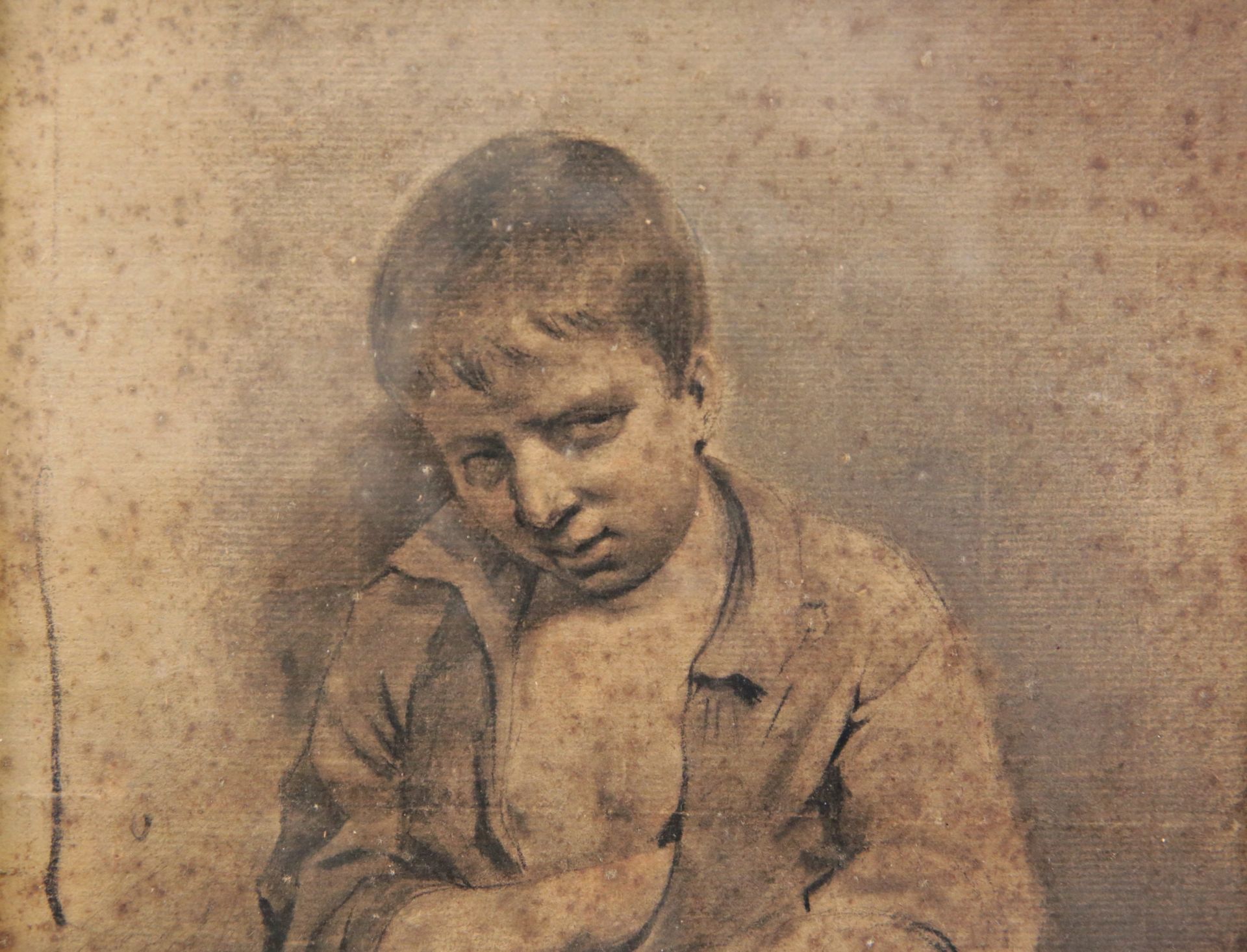 Frantz CHARLET (1862 Belgium -1928) "Seated child", European painting of the 19th-20th century. - Bild 4 aus 6