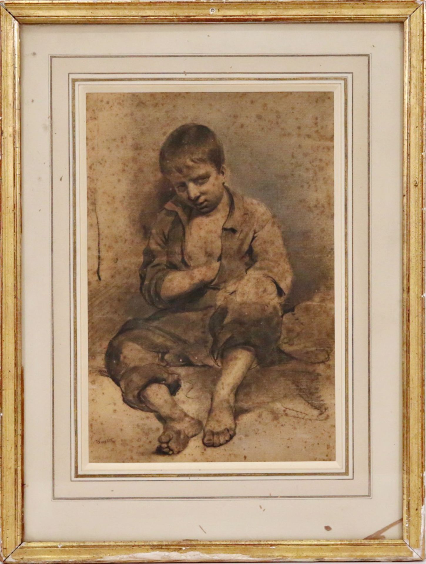 Frantz CHARLET (1862 Belgium -1928) "Seated child", European painting of the 19th-20th century. - Bild 2 aus 6
