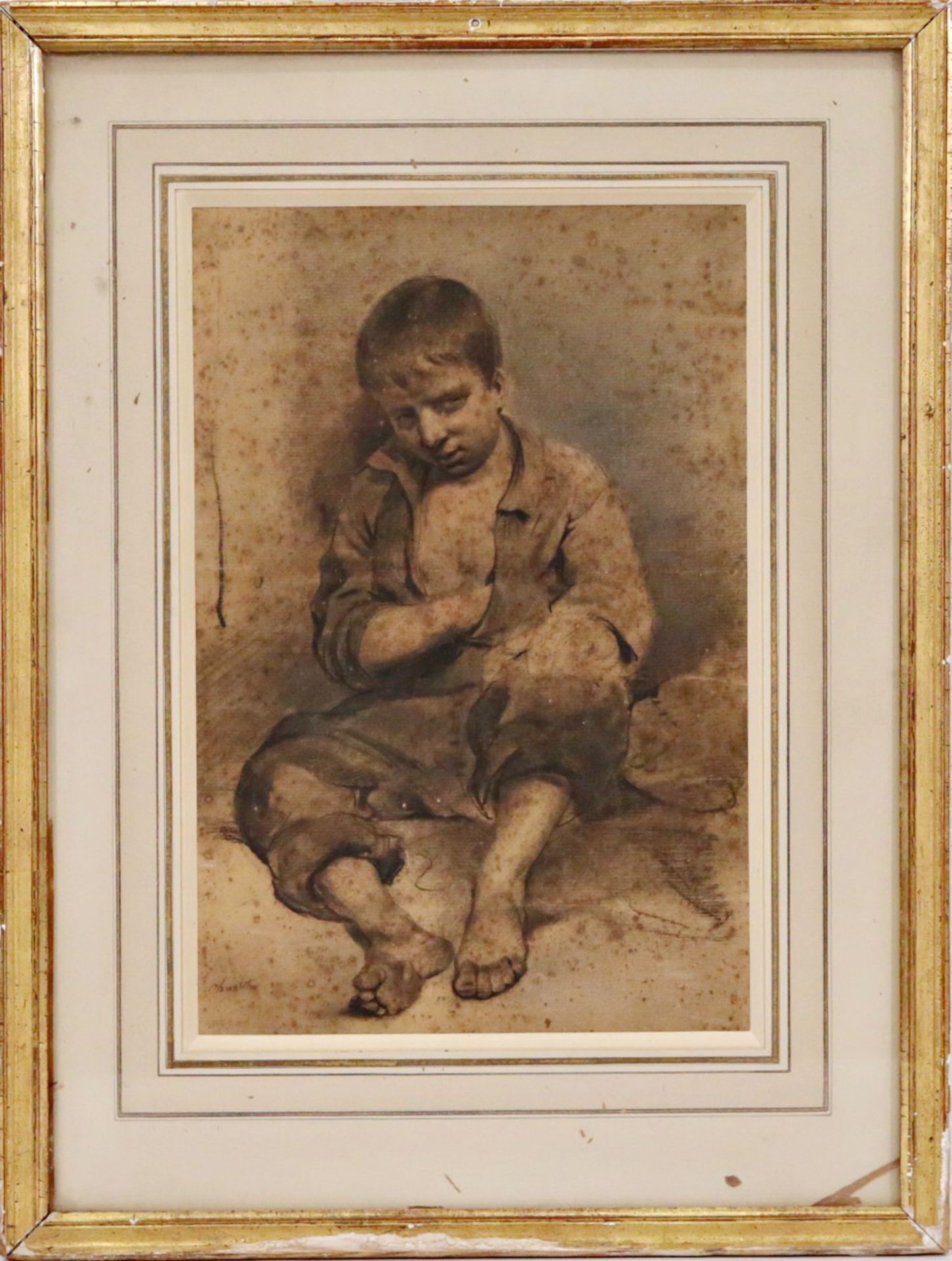 Frantz CHARLET (1862 Belgium -1928) "Seated child", European painting of the 19th-20th century. - Image 2 of 6