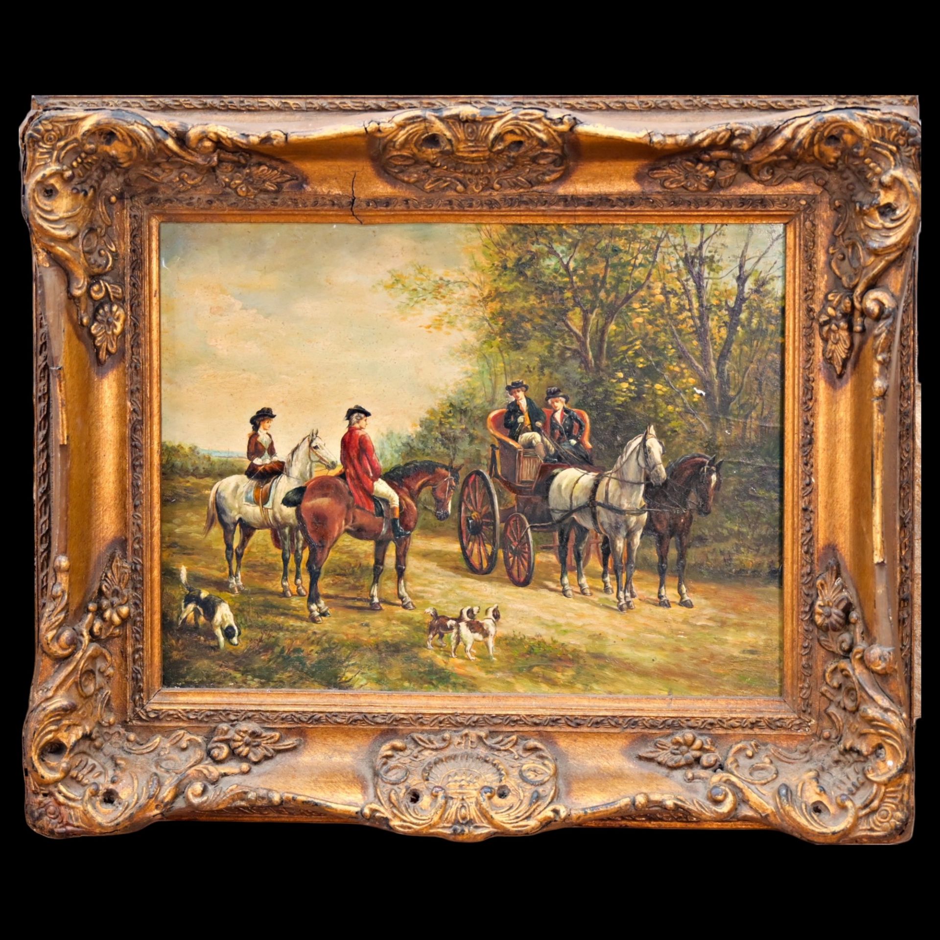 Victorian oil painting on board by Carvers & Gilders, England, last quarter of the 19th century.
