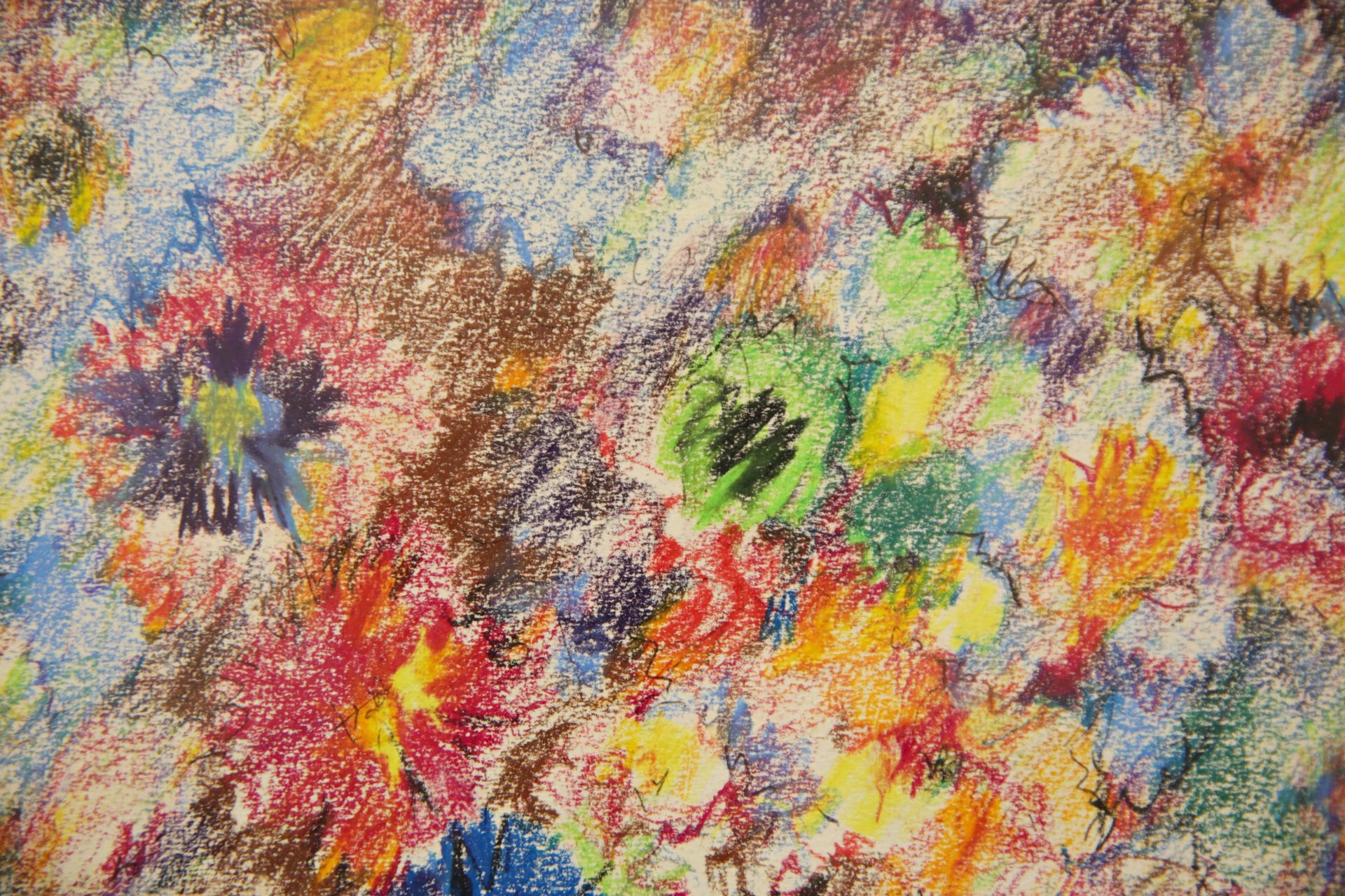 "Flowers", colored pencil drawing, illegible signature, French painting of the 20th C. - Image 4 of 6