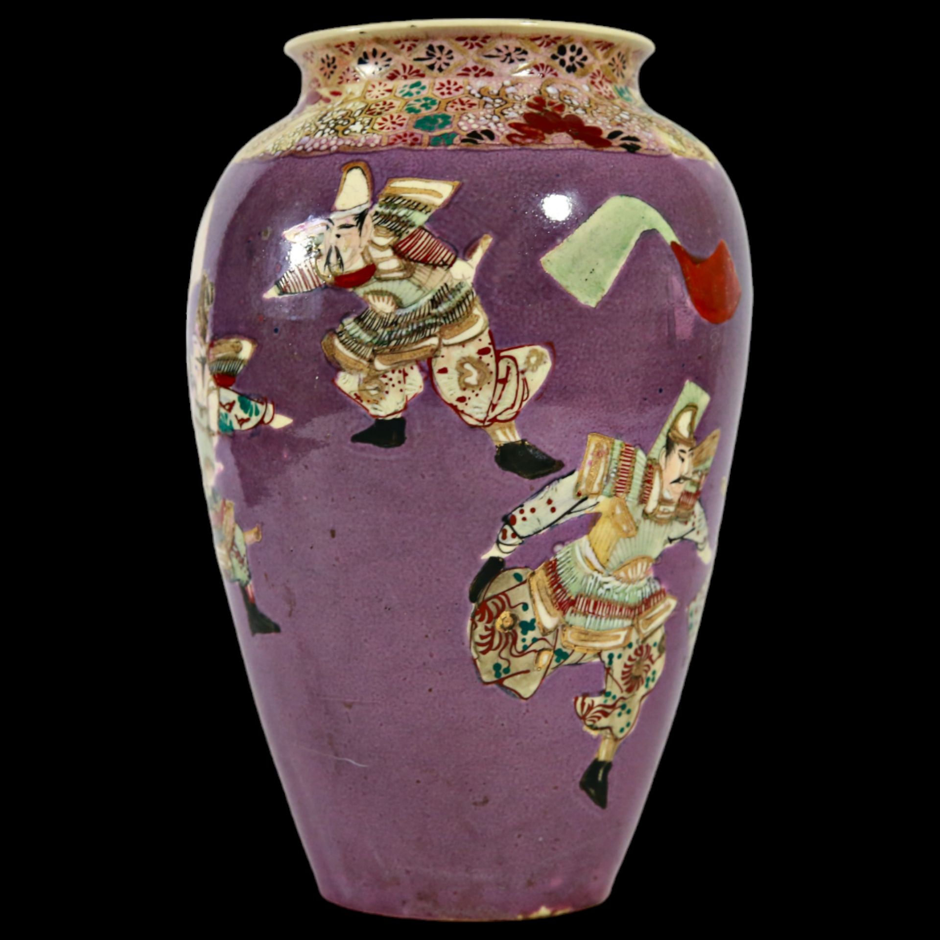 Pair of Satsuma vases, Japan, Meiji period, earthenware, decorated with figures of samurai. - Bild 6 aus 25