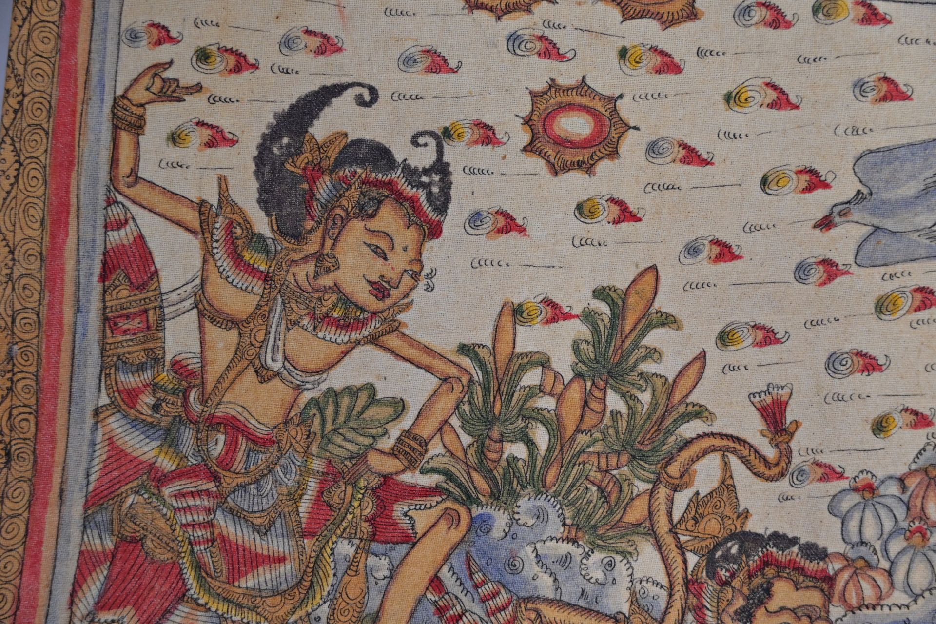 Four (4) traditional Buddhist, Indonesia, painting on fabric bound together, 20th century. - Image 6 of 6