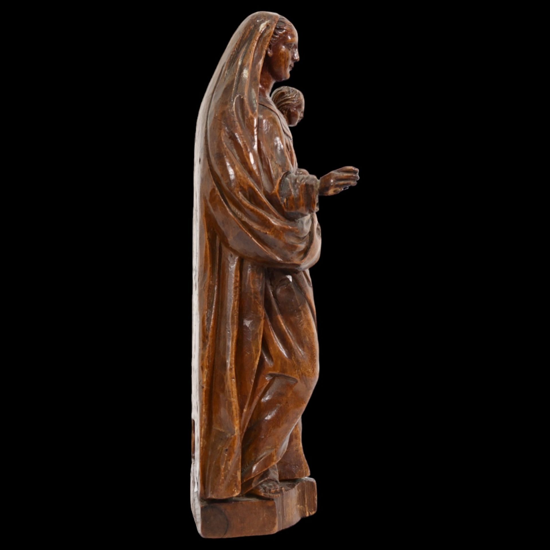 Magnificent Wooden sculpture, Virgin Mary with Child Jesus, France 19th century. - Image 5 of 8