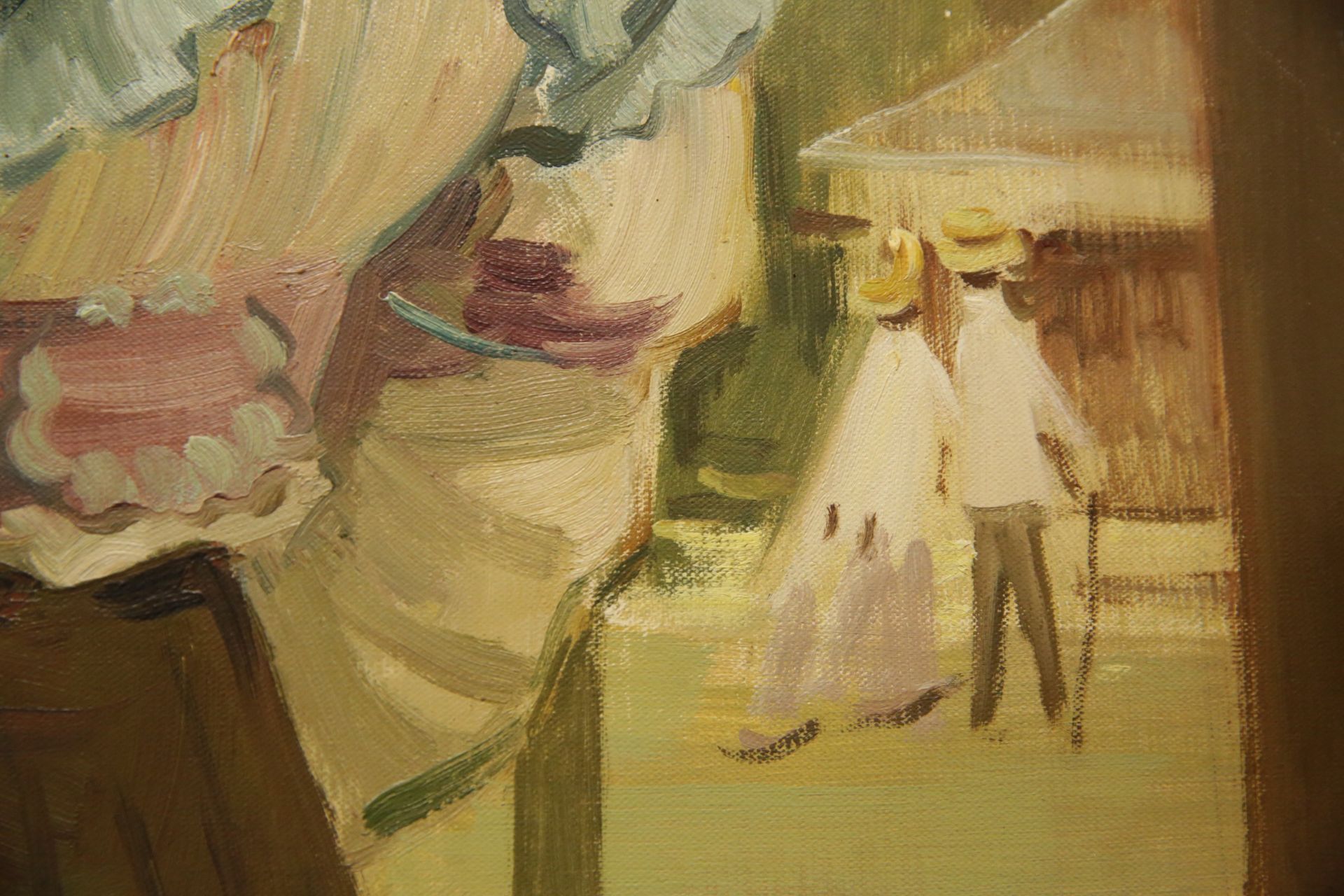 "Girl with a Cloak" oil on canvas, France 20th century. - Image 5 of 6