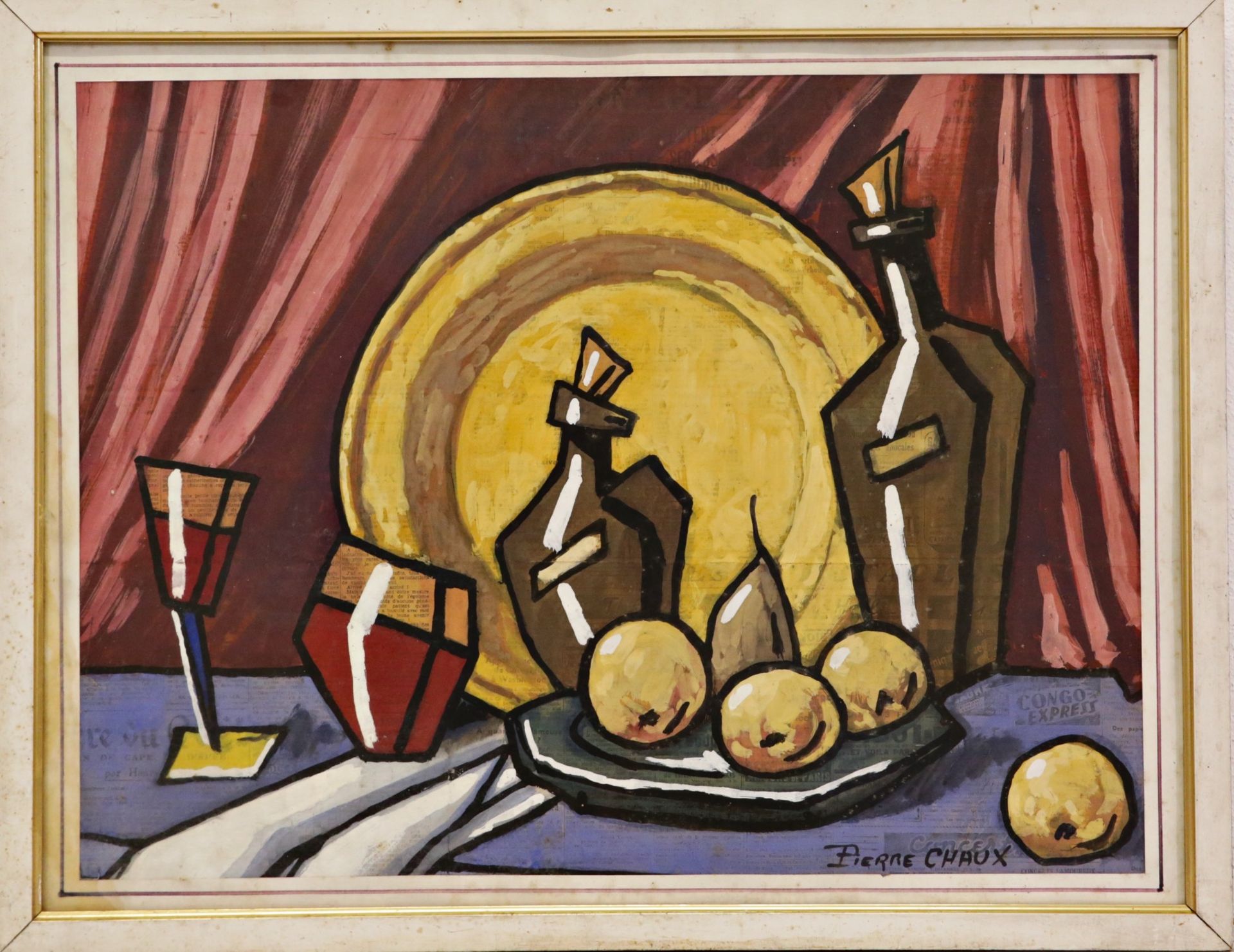 Pierre-Louis CHAUX (1887-1963) "Still life", gouache on paper, French painting of the 20th C. - Bild 2 aus 5