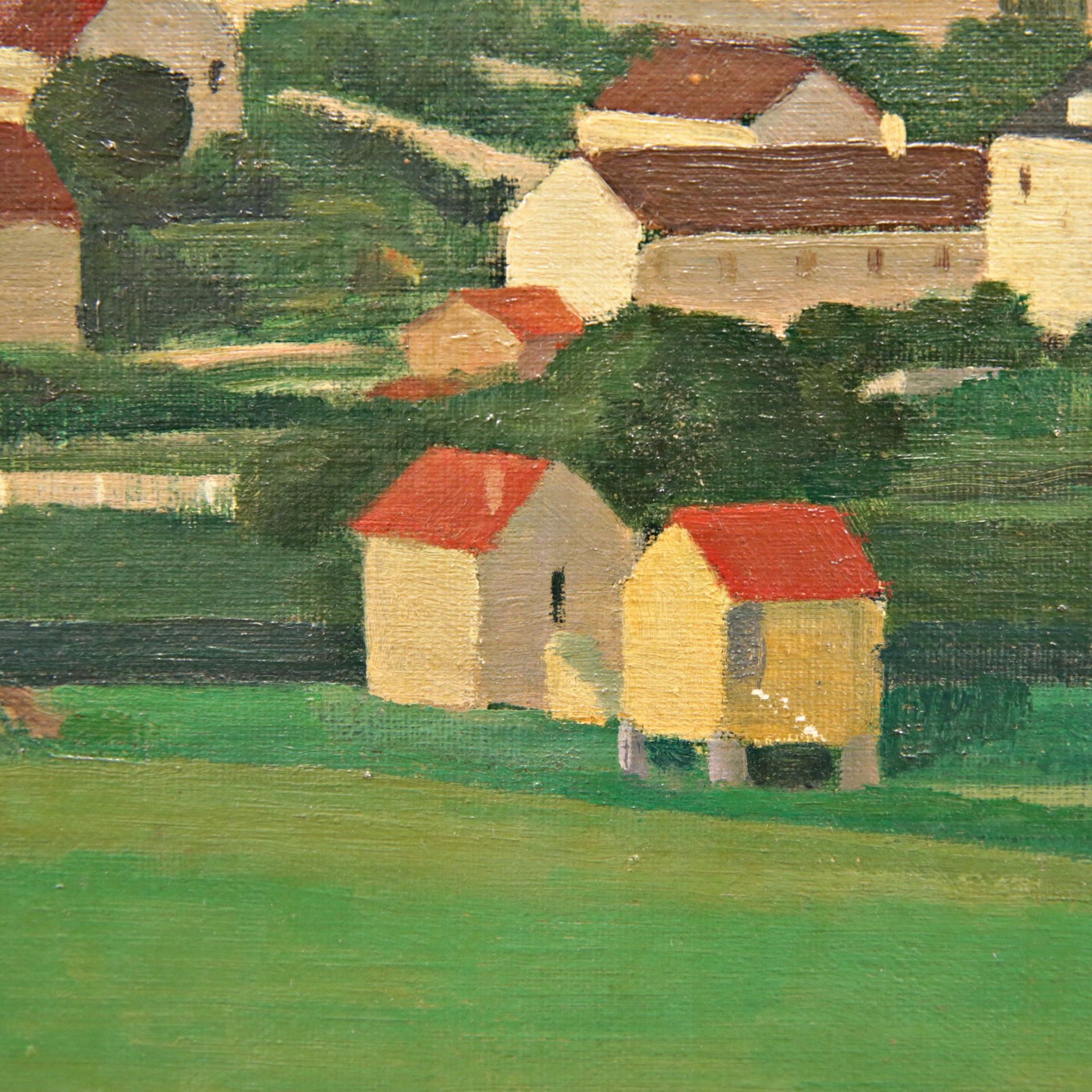 "Village", oil on canvas, signed G.M. CRAGGS, French painting of the 20th century. - Image 2 of 4