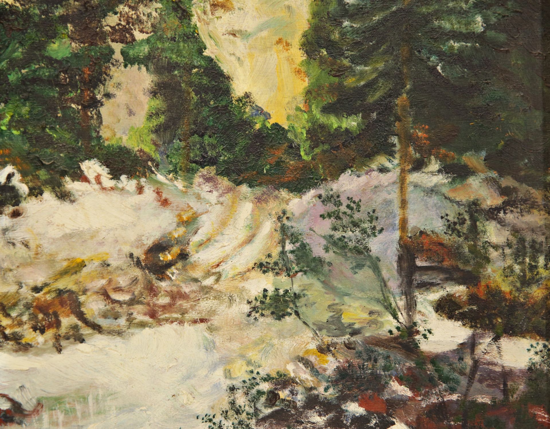 "Snowy forest", oil on panel, signed illegible, French painting of the 20th C. - Image 6 of 6