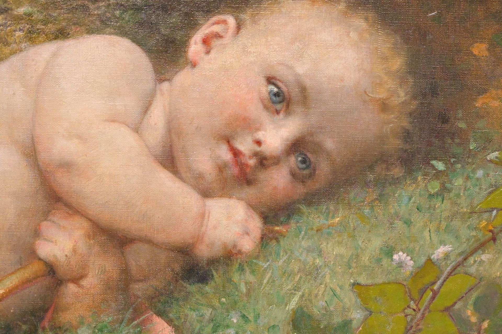 Leon Bazile PERRAULT (1832-1908) baby on the grass, 1905, oil on canvas, signed by the artist. - Image 4 of 8