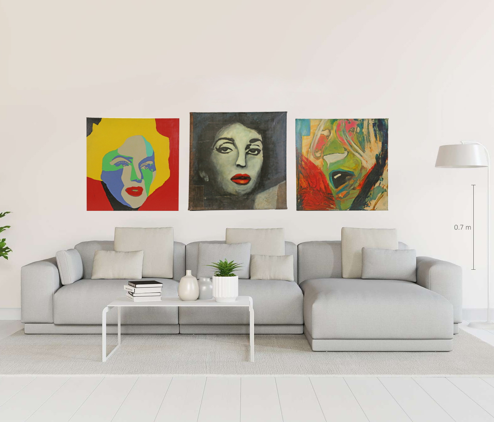 Set of 3 paintings Gunther EDLINGER (1958) "Maryline Monroe", "John Lenon", "Portrait Maria Callas". - Image 2 of 12