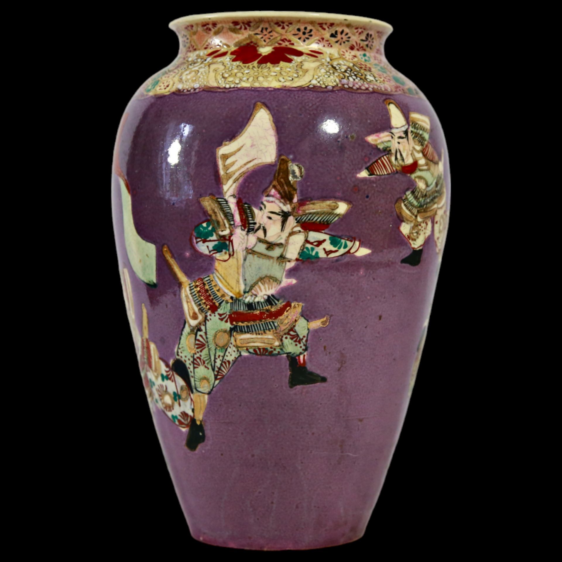 Pair of Satsuma vases, Japan, Meiji period, earthenware, decorated with figures of samurai. - Bild 5 aus 25