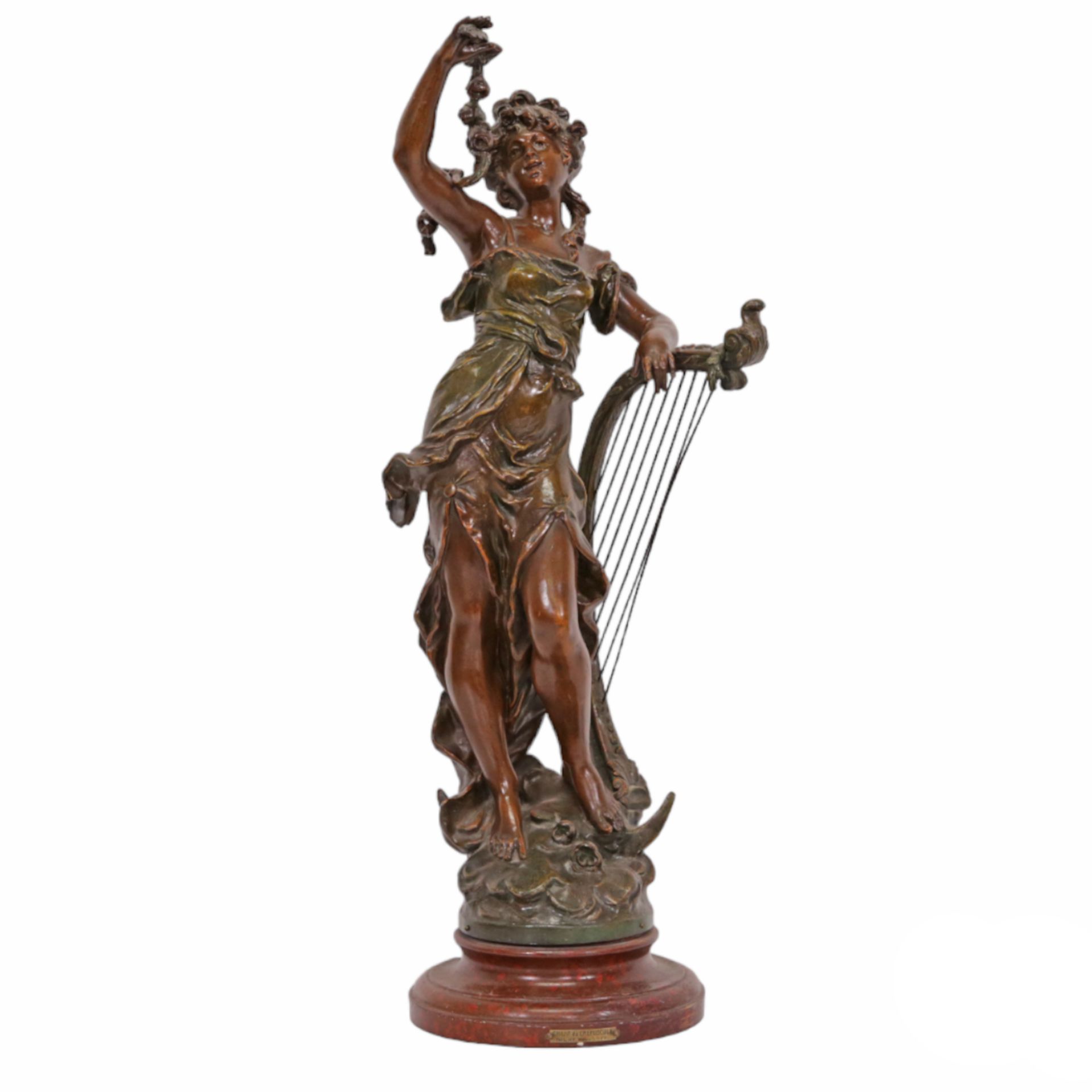 Mathurin MOREAU (1822-1912) "The Song of Twilight", Bronze sculpture on marble base, France 19th _. - Bild 8 aus 10