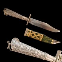 A silver mounted hunting knife, France 19th century.