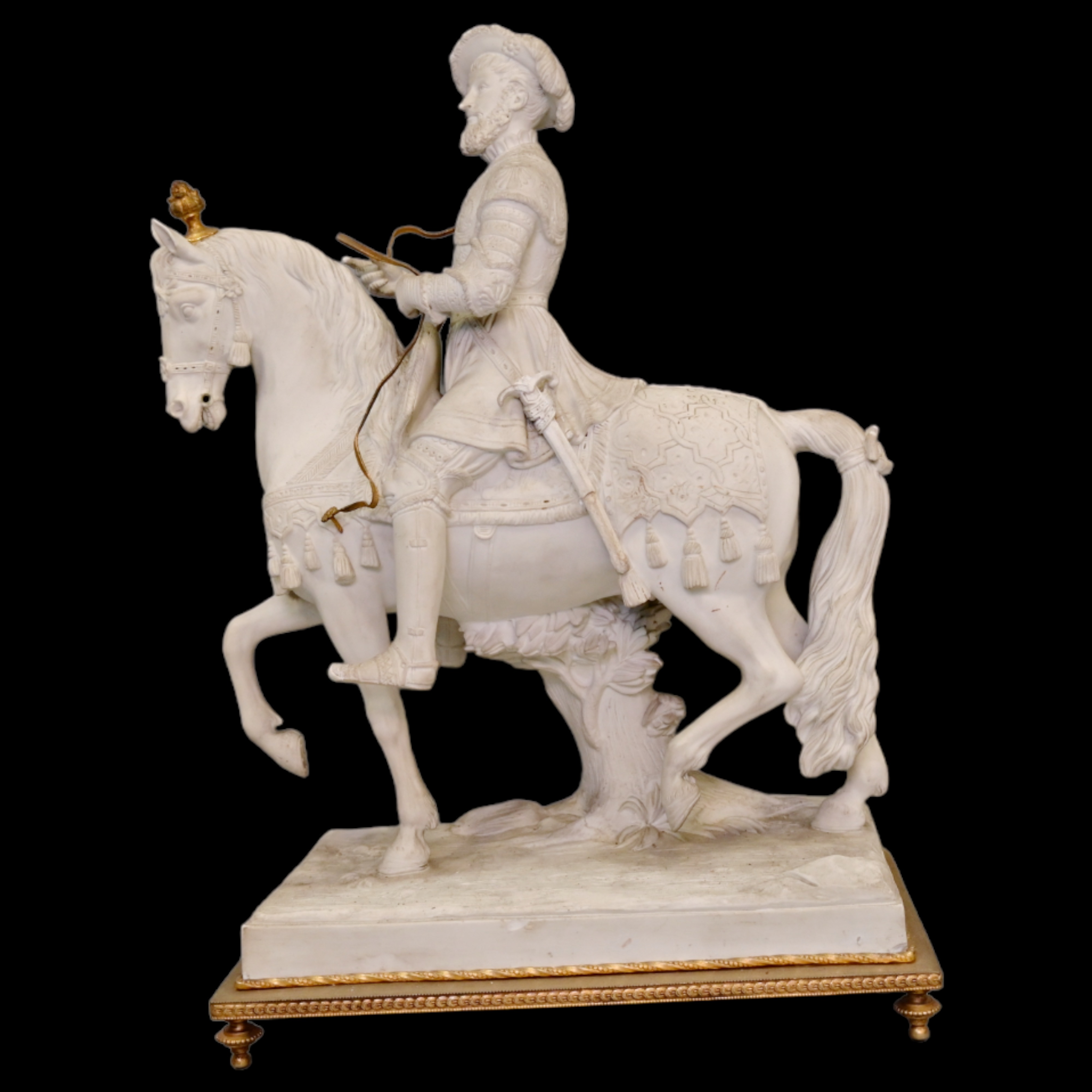 Porcelain (bisquit) equestrian statue of french king Francis I. - Image 3 of 8
