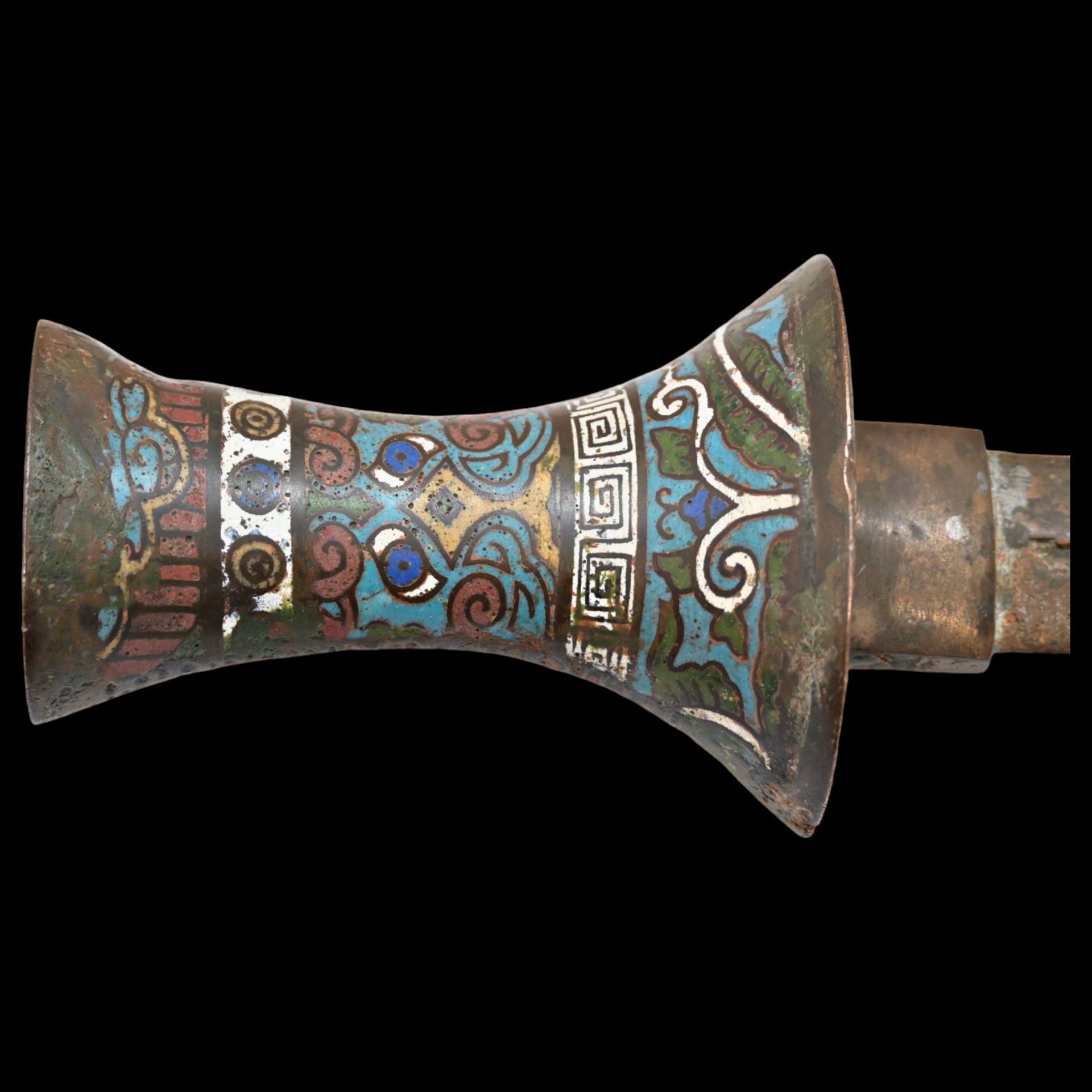 Rare Chinese dagger with cloisonne enamel handle, China, 19th century. - Bild 3 aus 10