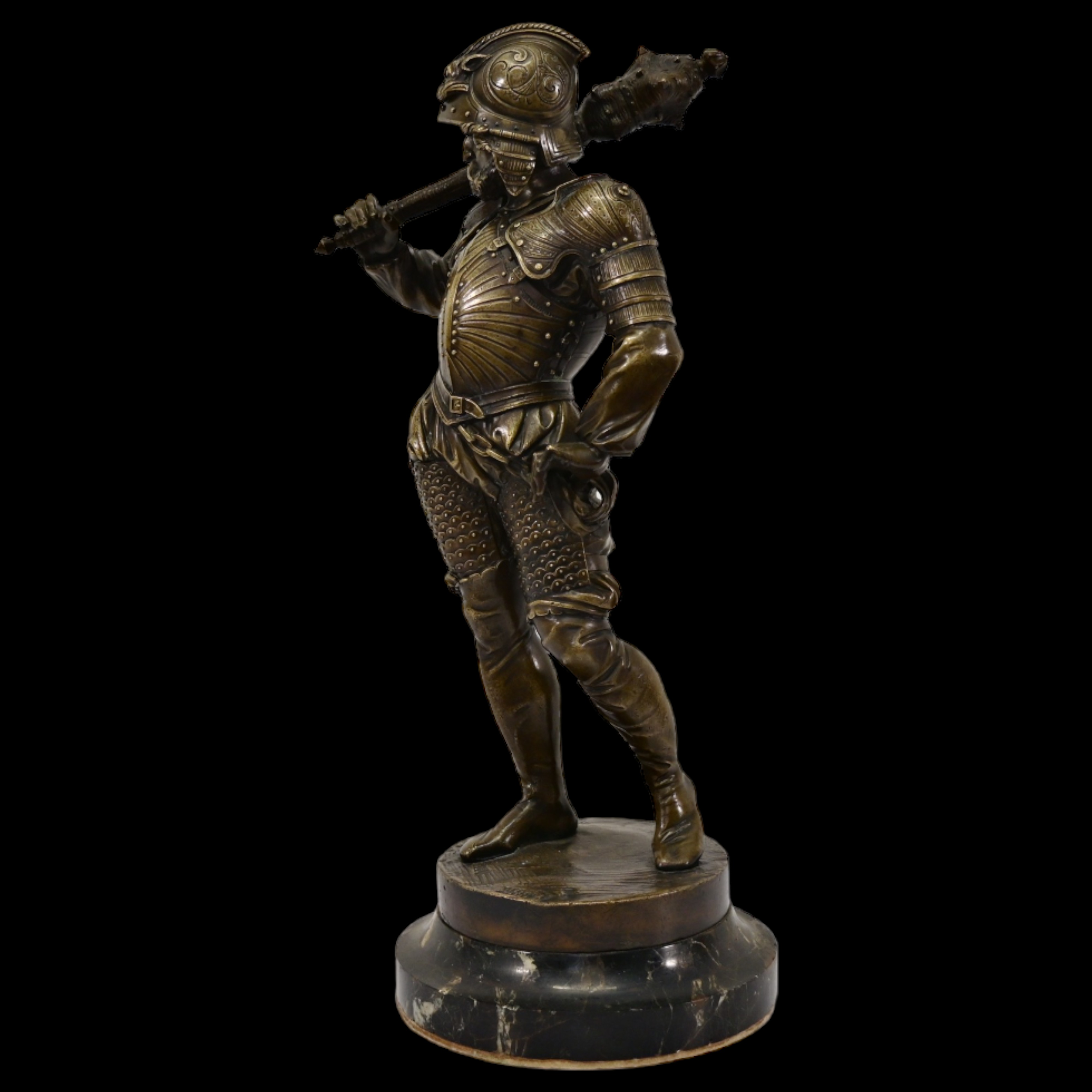Bronze figure of a 16th century Landschnecht. France, mid 19th century. - Image 4 of 9