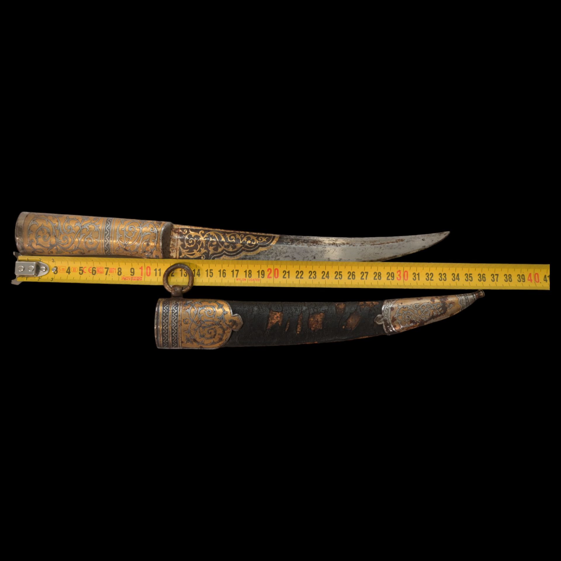 RARE HUNTING KNIFE, DECORATED WITH GOLD AND BLUE, RUSSIAN EMPIRE, ZLATOUST, 1889. - Image 16 of 26