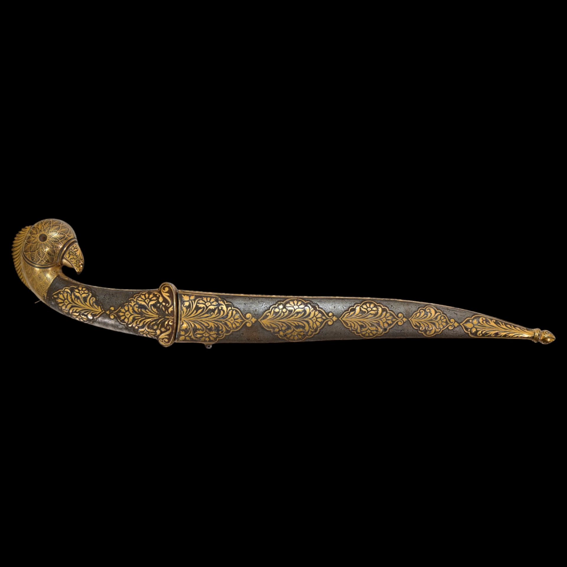 Richly decorated gold kofgari Indian dagger with wootz blade, 19th century. - Bild 3 aus 12