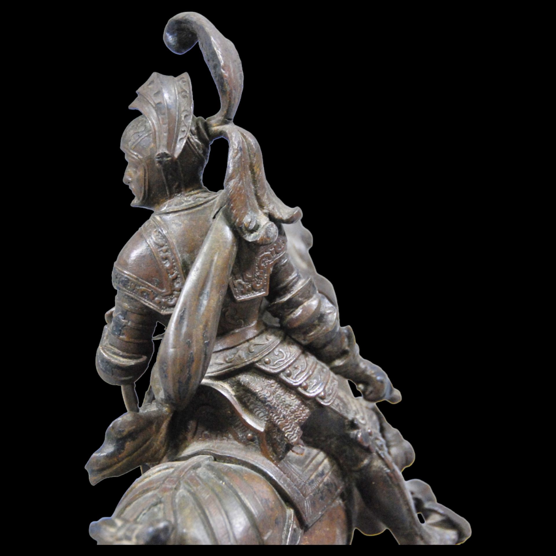 A bronze composition depicting an equestrian knight of the medieval period at a tournament. - Image 11 of 12