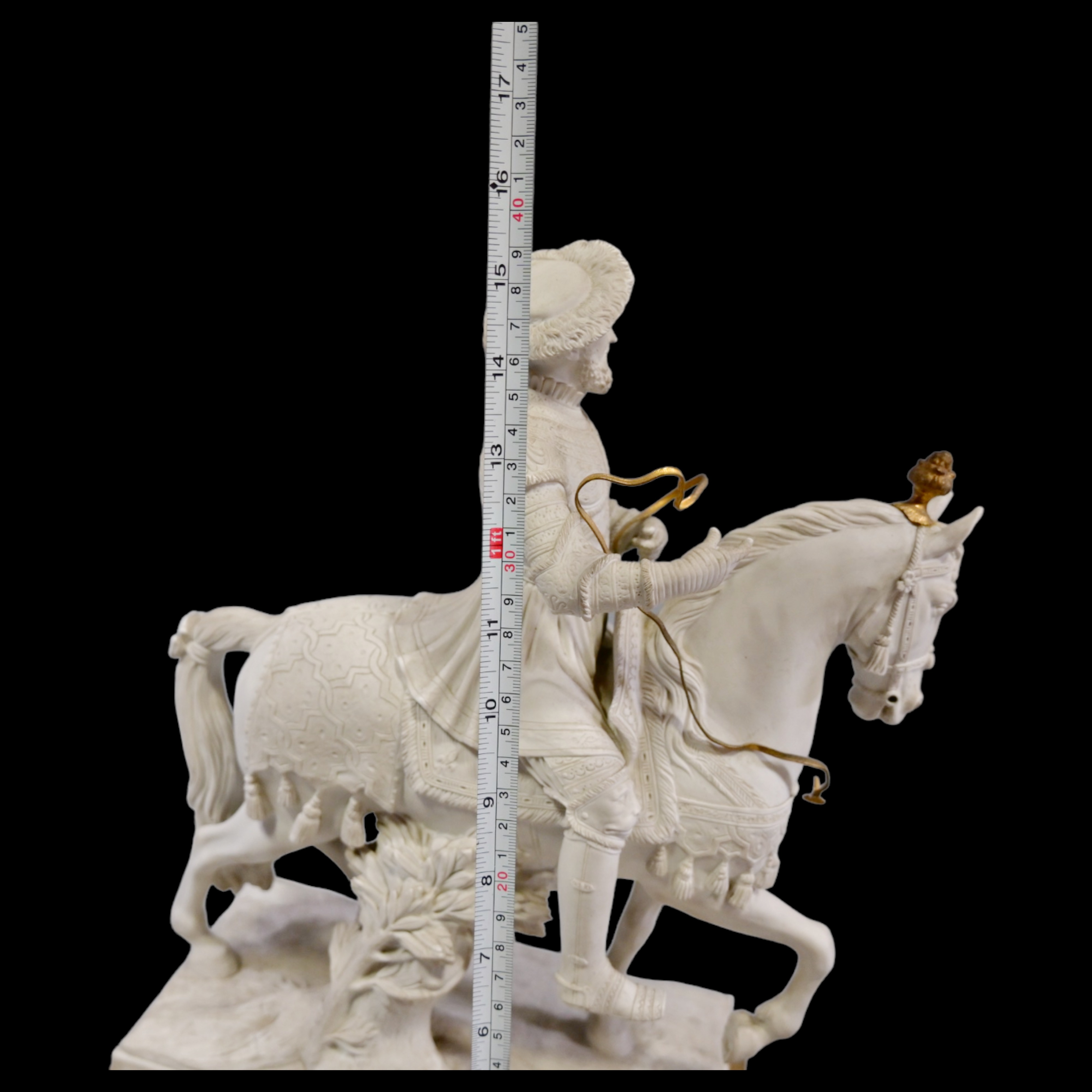 Porcelain (bisquit) equestrian statue of french king Francis I. - Image 8 of 8