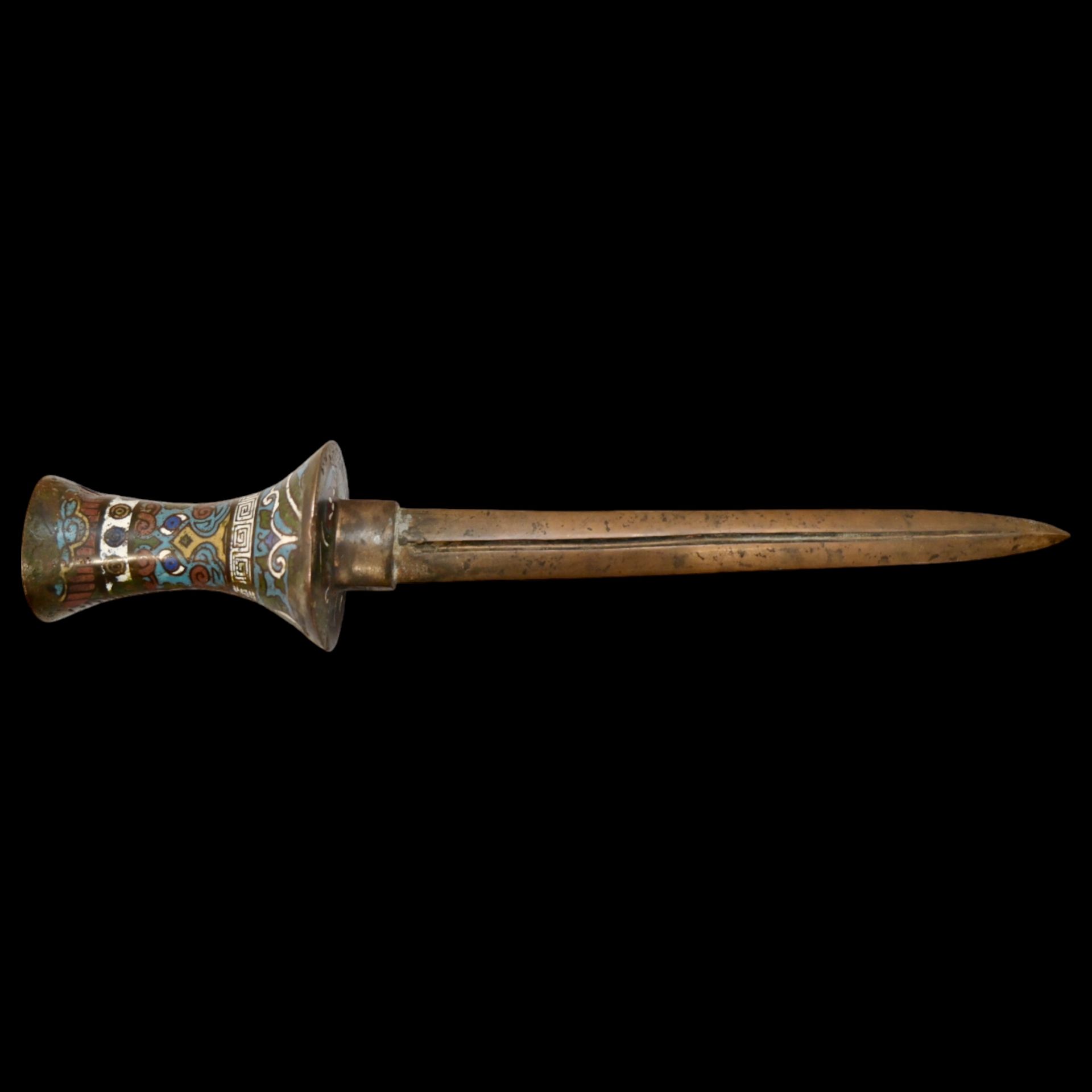 Rare Chinese dagger with cloisonne enamel handle, China, 19th century. - Bild 2 aus 10