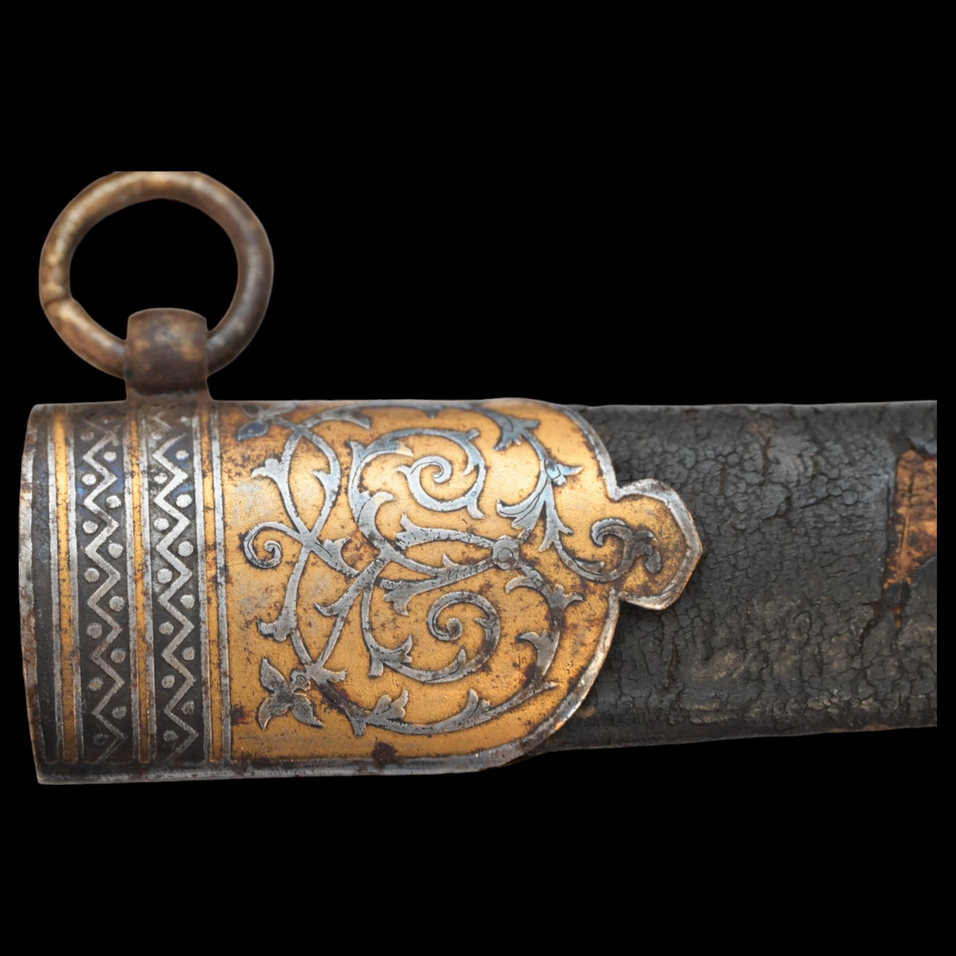 RARE HUNTING KNIFE, DECORATED WITH GOLD AND BLUE, RUSSIAN EMPIRE, ZLATOUST, 1889. - Image 20 of 26