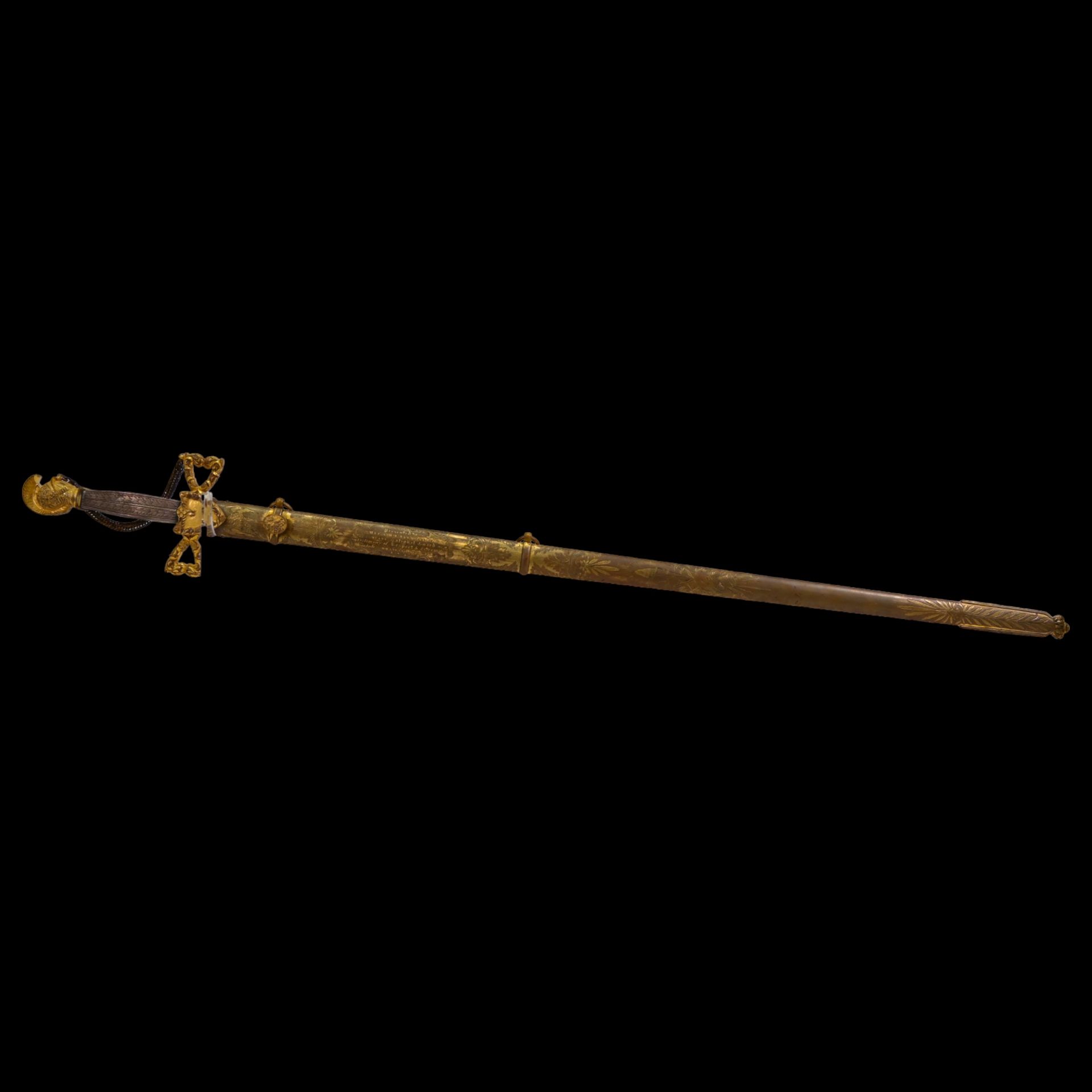American gilt ceremonial sword, belonged to W.R. Vermilye, 19th century. - Bild 4 aus 19