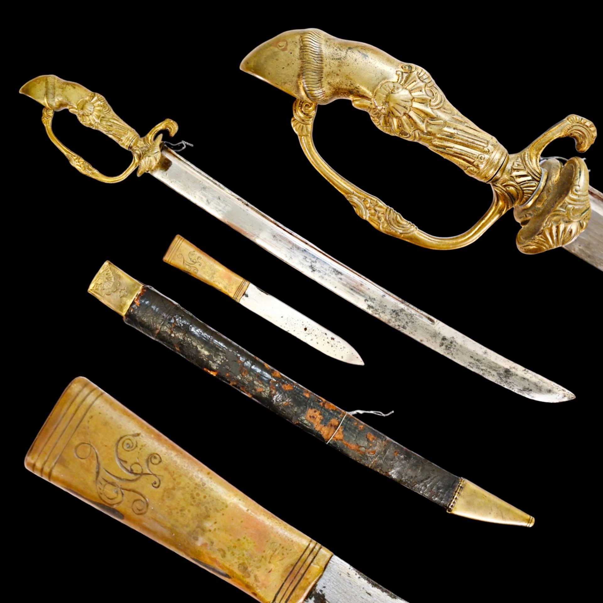 German hunting saber with knife, last half of the 18th century.