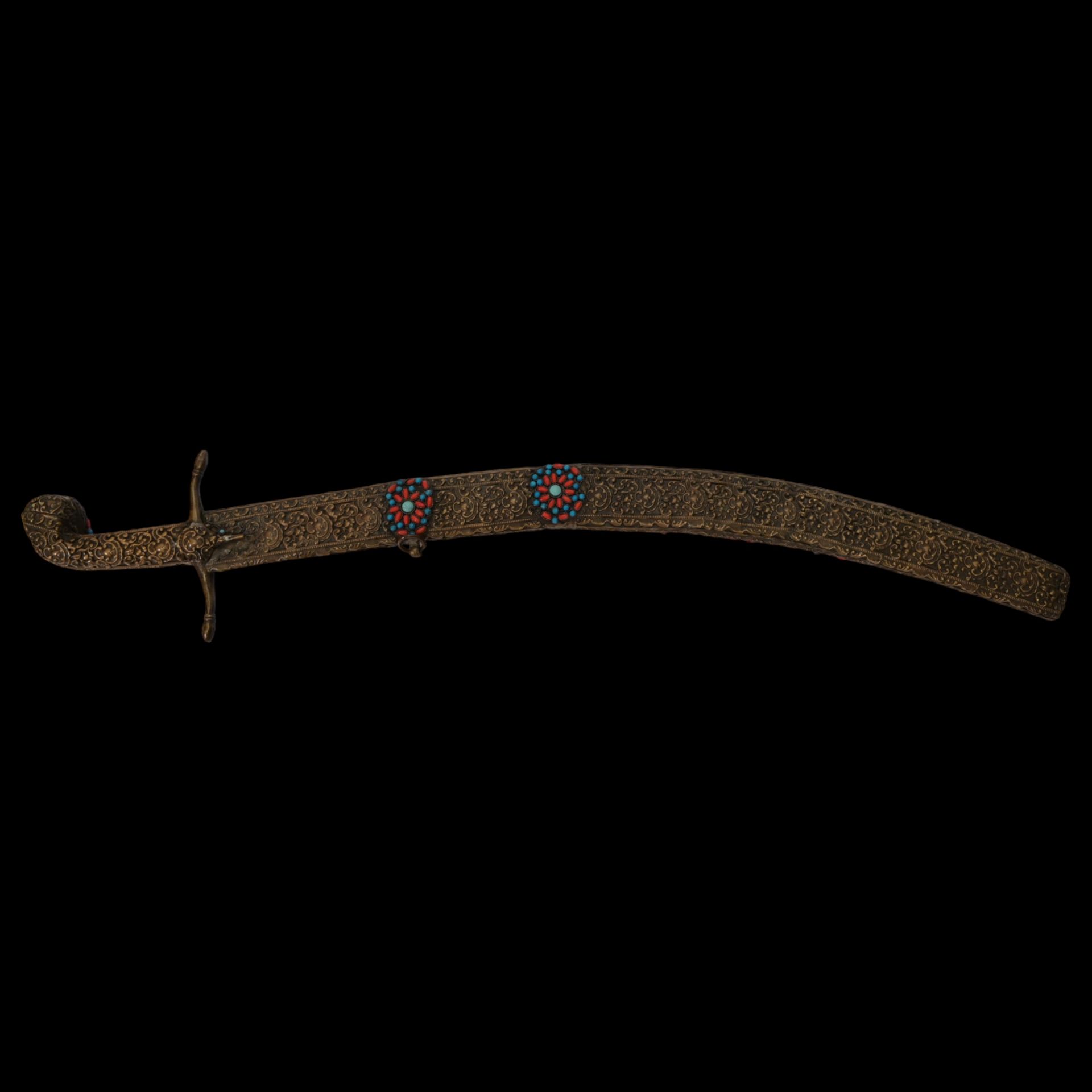 Rare Ottoman sword, Kilij, Pala, decorated with corals and turquoise, Turkey, Trabzon, around 1800. - Bild 8 aus 31