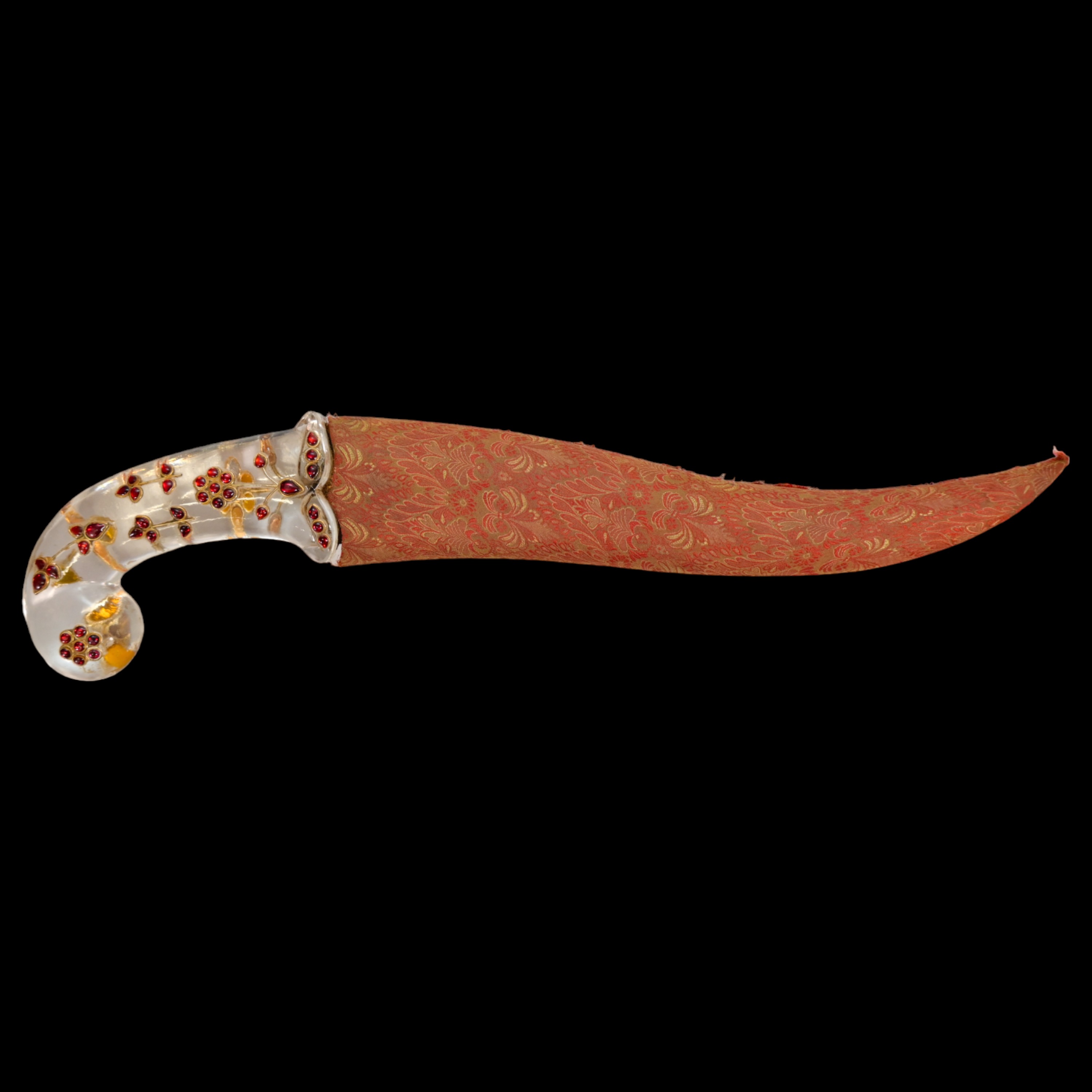 A Rare Mughal gem-set rock crystal hilted dagger with scabbard, India, 18th century. - Image 3 of 13