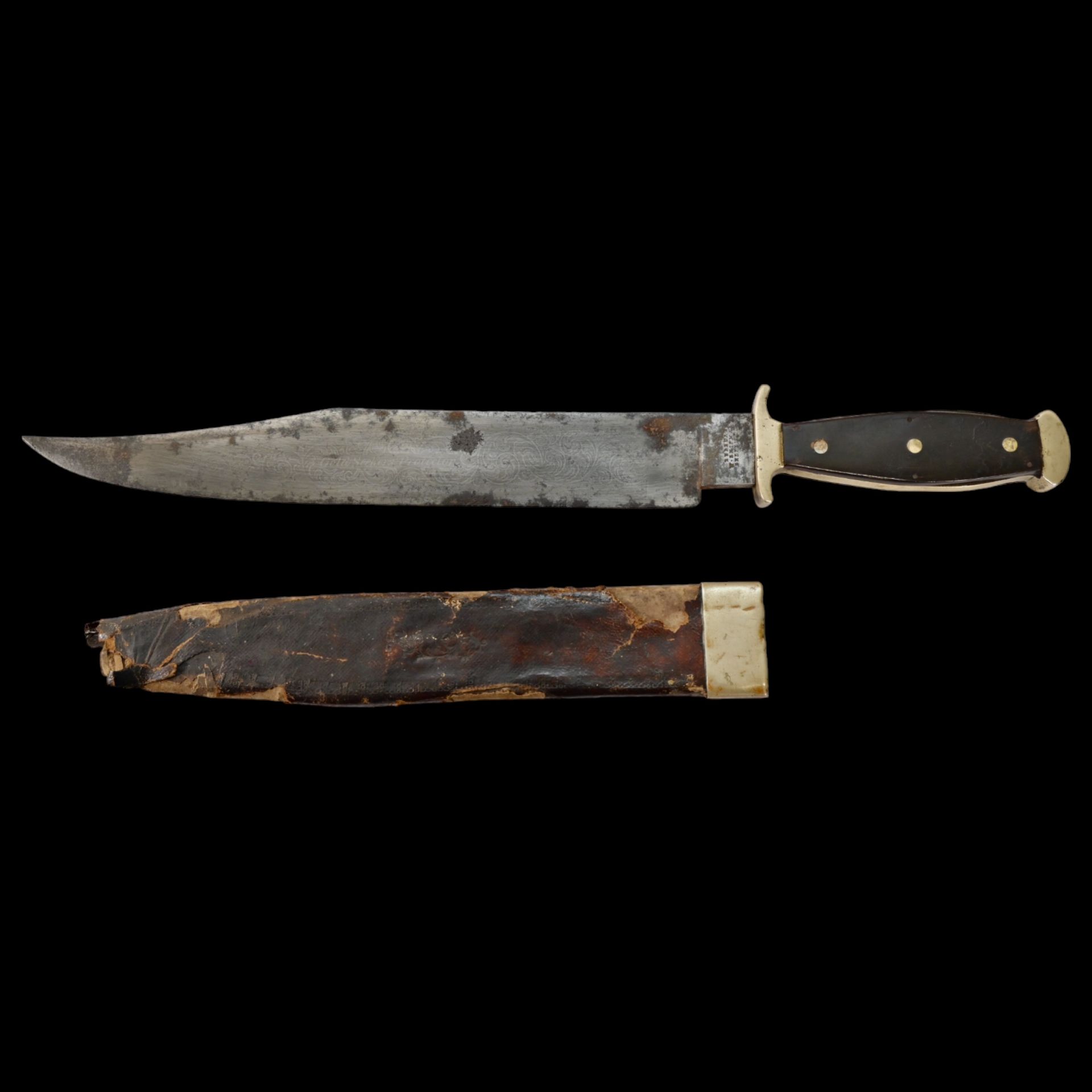 Extra rare and very early Bowie knife of American Gold Miners "Gold Seekers Protector", 1820-30s. - Bild 2 aus 10