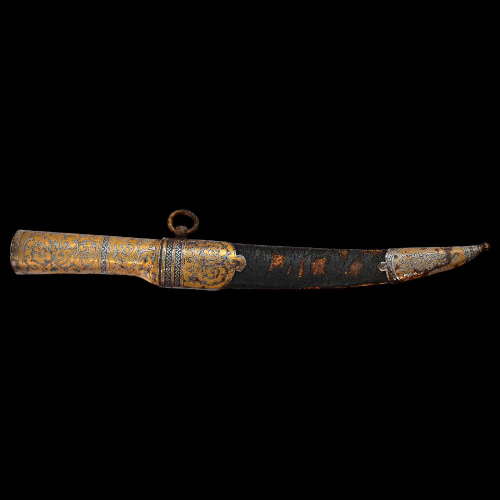 RARE HUNTING KNIFE, DECORATED WITH GOLD AND BLUE, RUSSIAN EMPIRE, ZLATOUST, 1889. - Image 2 of 26