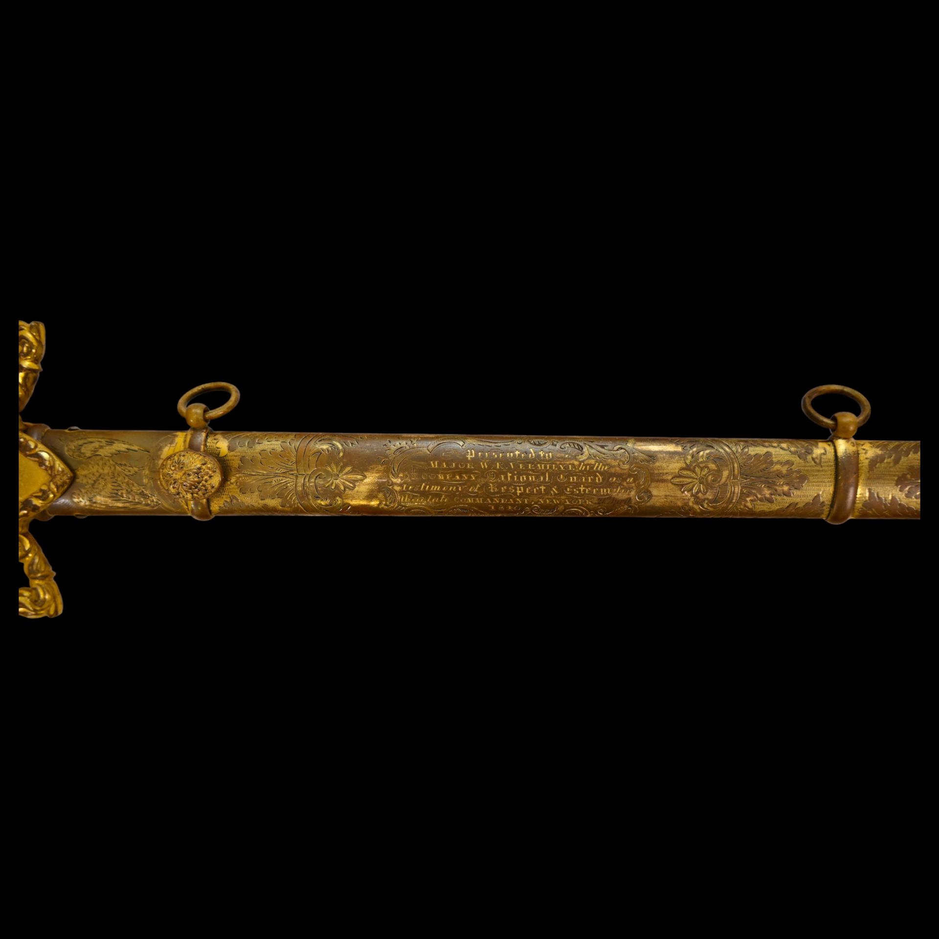 American gilt ceremonial sword, belonged to W.R. Vermilye, 19th century. - Bild 11 aus 19