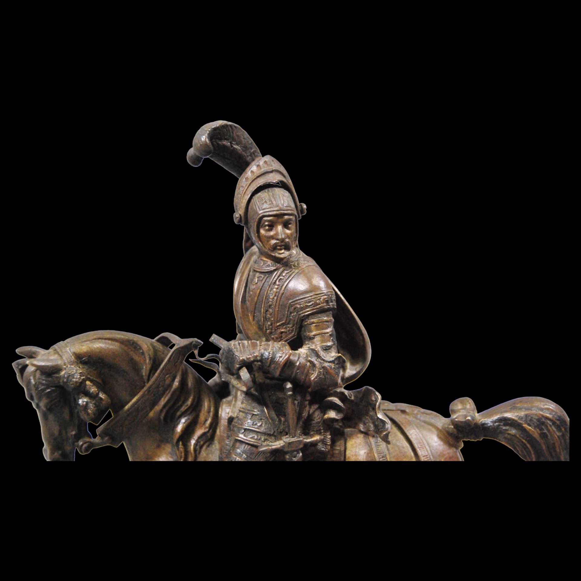 A bronze composition depicting an equestrian knight of the medieval period at a tournament. - Image 4 of 12