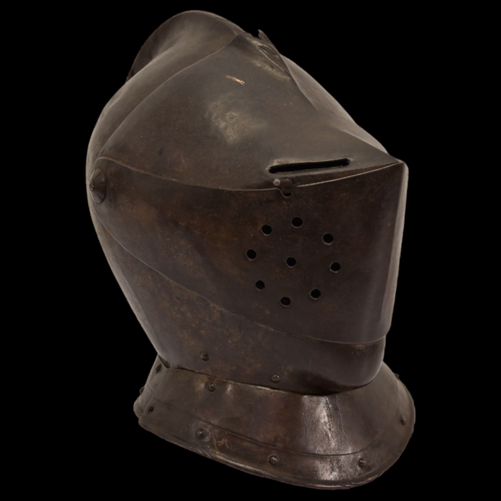 A FORGED GERMAN CLOSE HELMET, 16TH-19TH CENTURY - Bild 2 aus 13