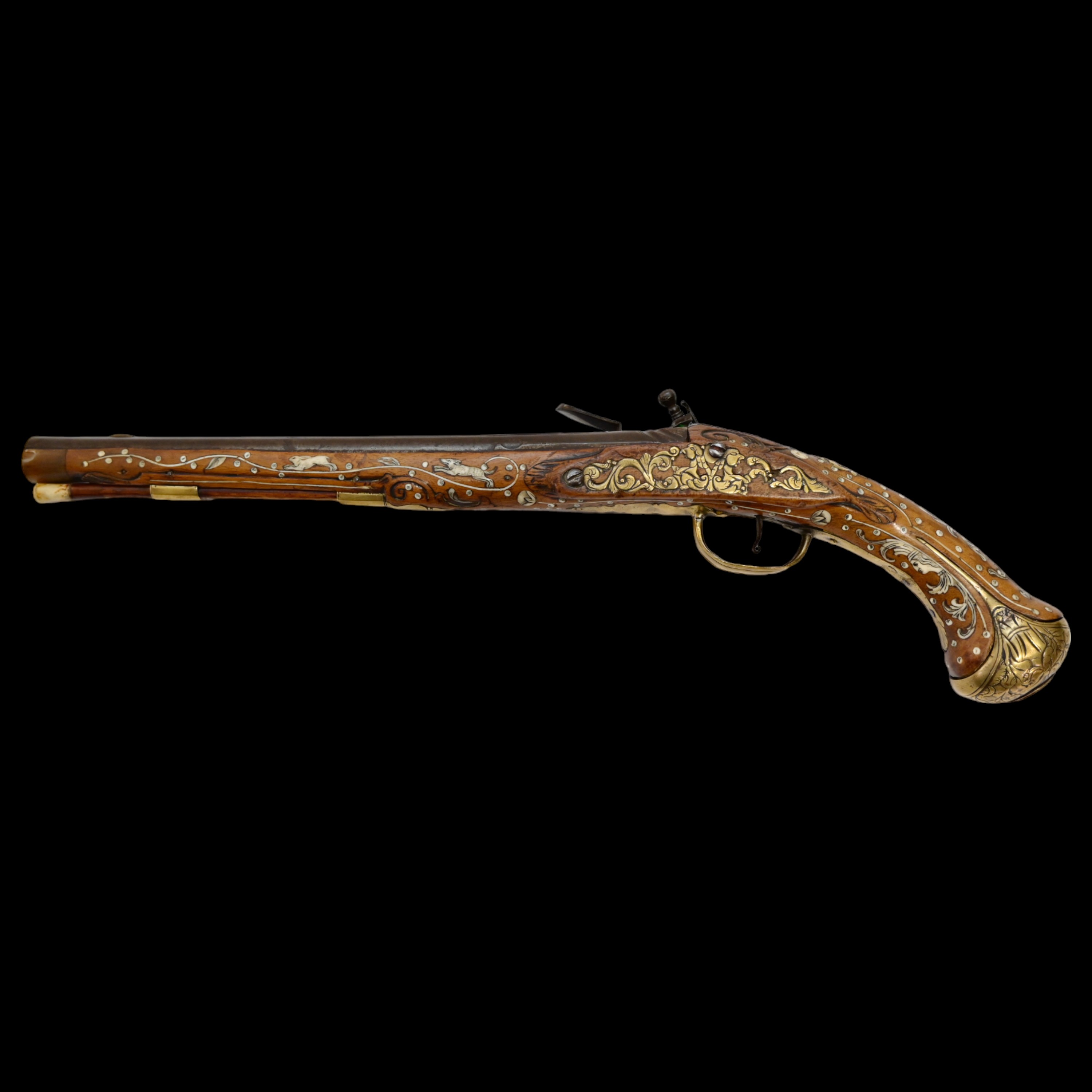 Rare, Richly decorated with inlay, flintlock pistol, Germany, last quarter of the 17th century. - Image 5 of 12