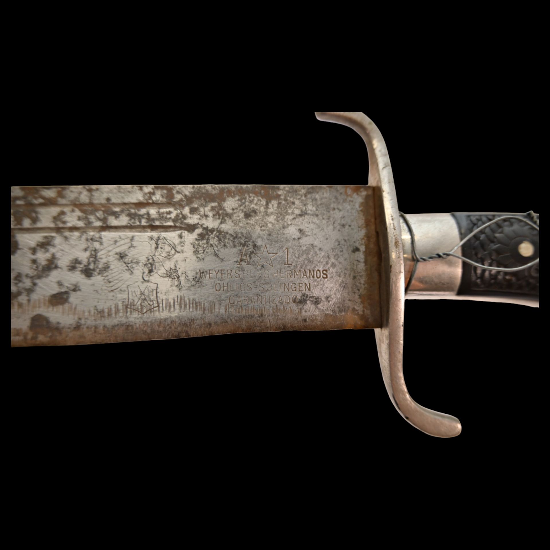 Large hunting sword, knife, German made, Weyersberg Hermanos, last third of the 19th century. - Image 9 of 9