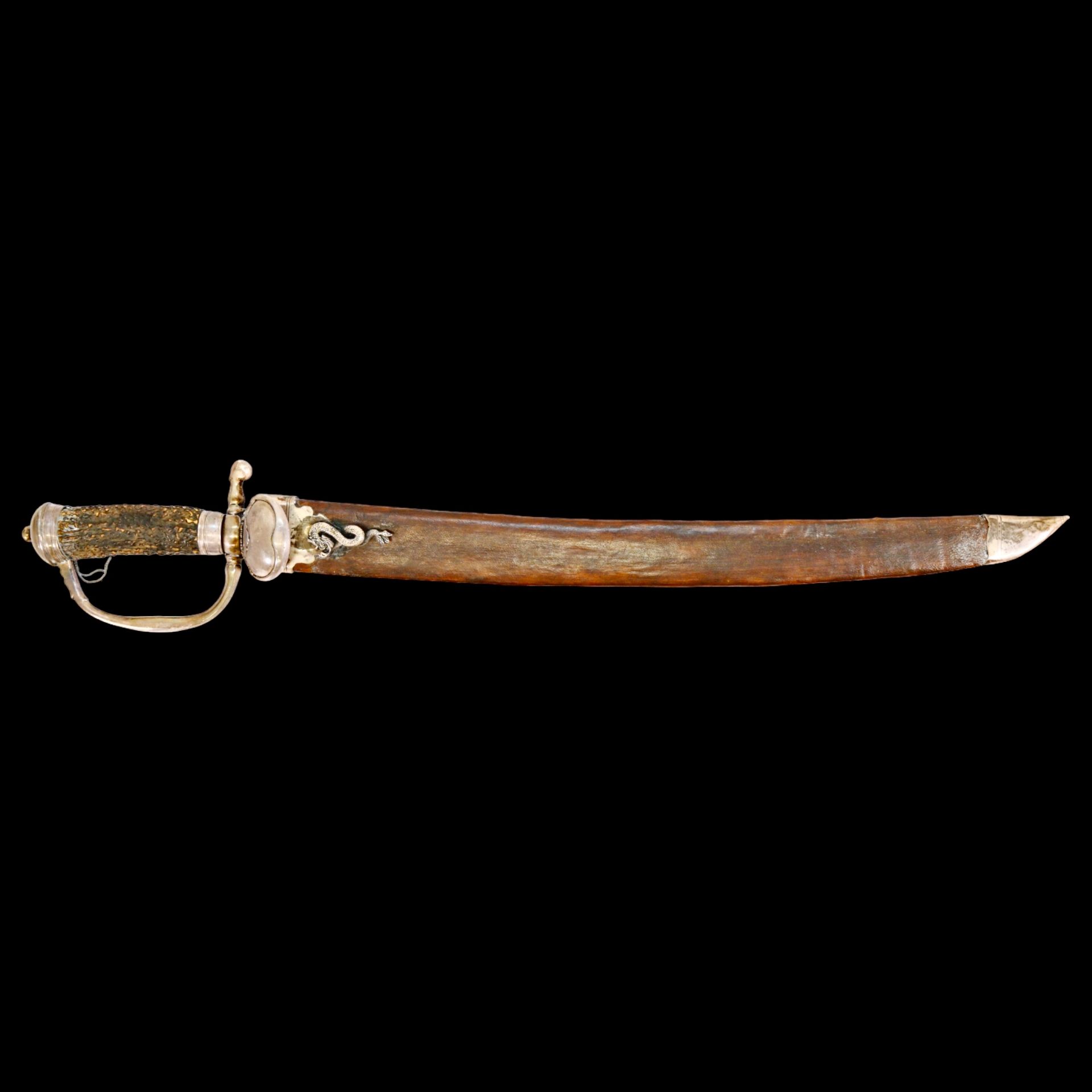 RARE FRENCH HUNTING SABER, CURVED BLADE WITH SILVER HANDLE 19TH C. - Bild 6 aus 19