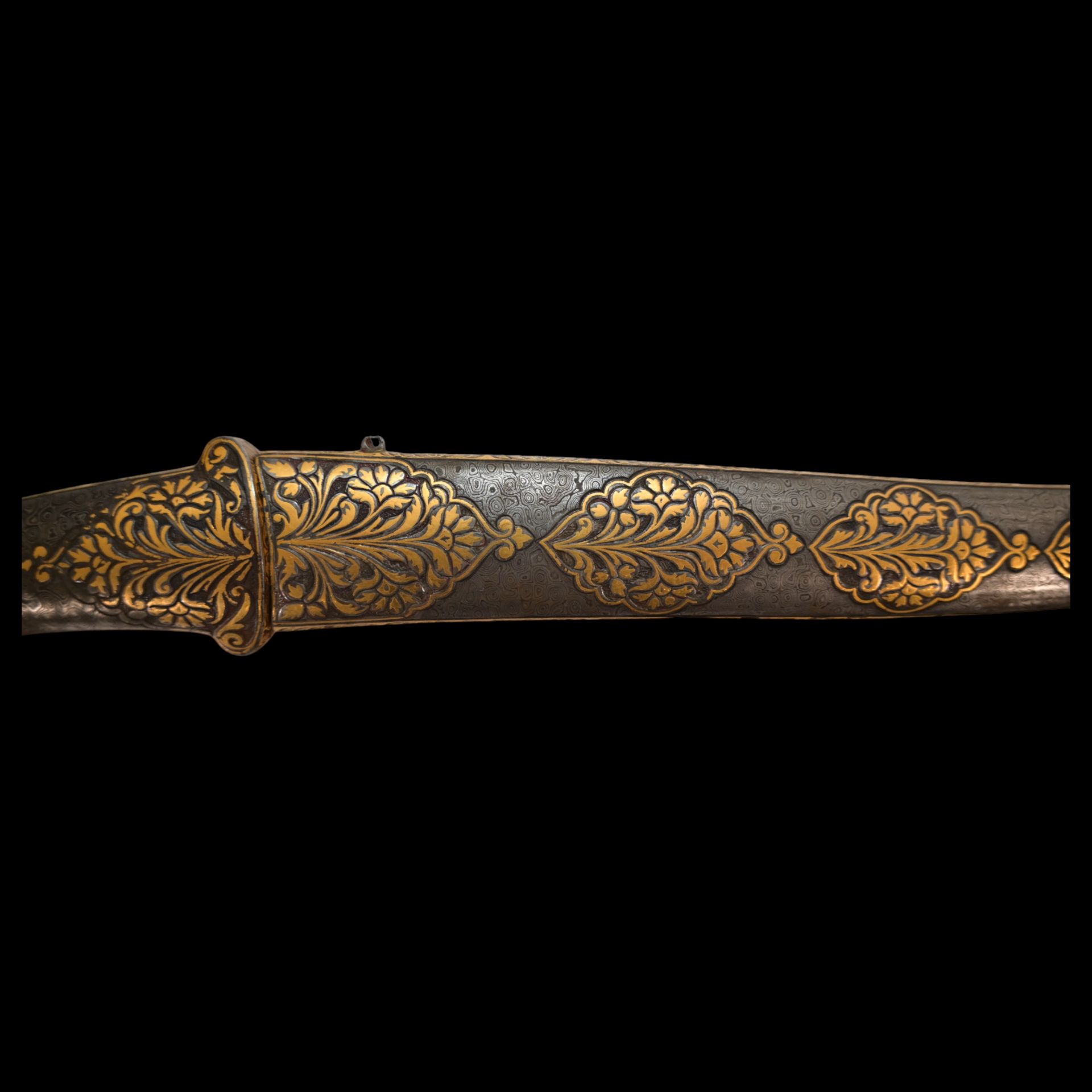 Richly decorated gold kofgari Indian dagger with wootz blade, 19th century. - Bild 8 aus 12