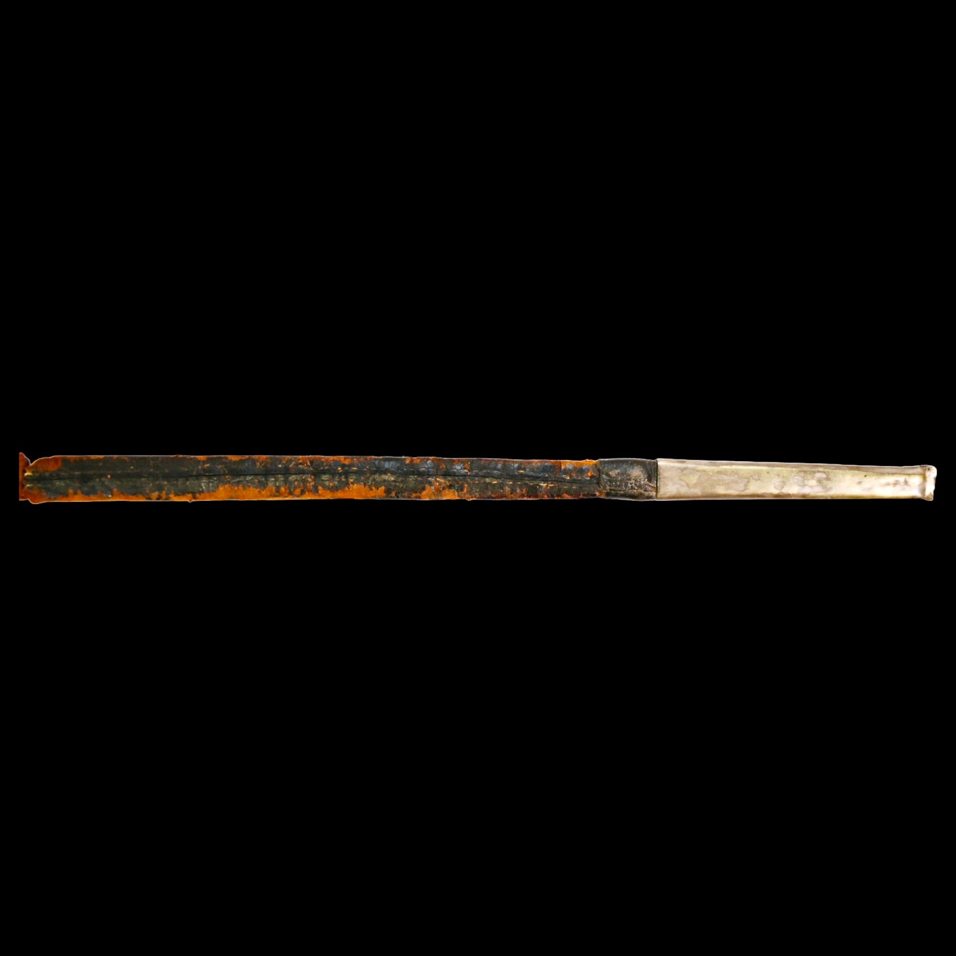 Rare Spanish small sword with scabbard, bronze hilt and blued blade, 19th century. - Bild 6 aus 25